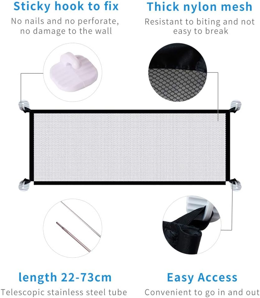 Dog Safety Gate Pet Safe Mesh Fence Portable Folding Baby Safety Gate Install Anywhere 110 * 72CM image number 6