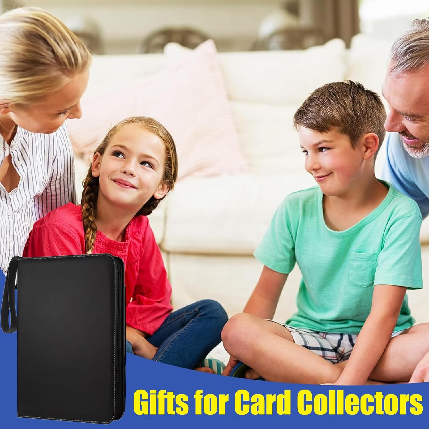 Card Binder with Zipper, Premium Trading Card Folder, 50 Detachable Sleeves for 900 Cards, Double Sided 9 Pocket Card Holder Carry Case Fit for TCG Yugioh Trading Cards, Toys for Girls and Boys image number 5