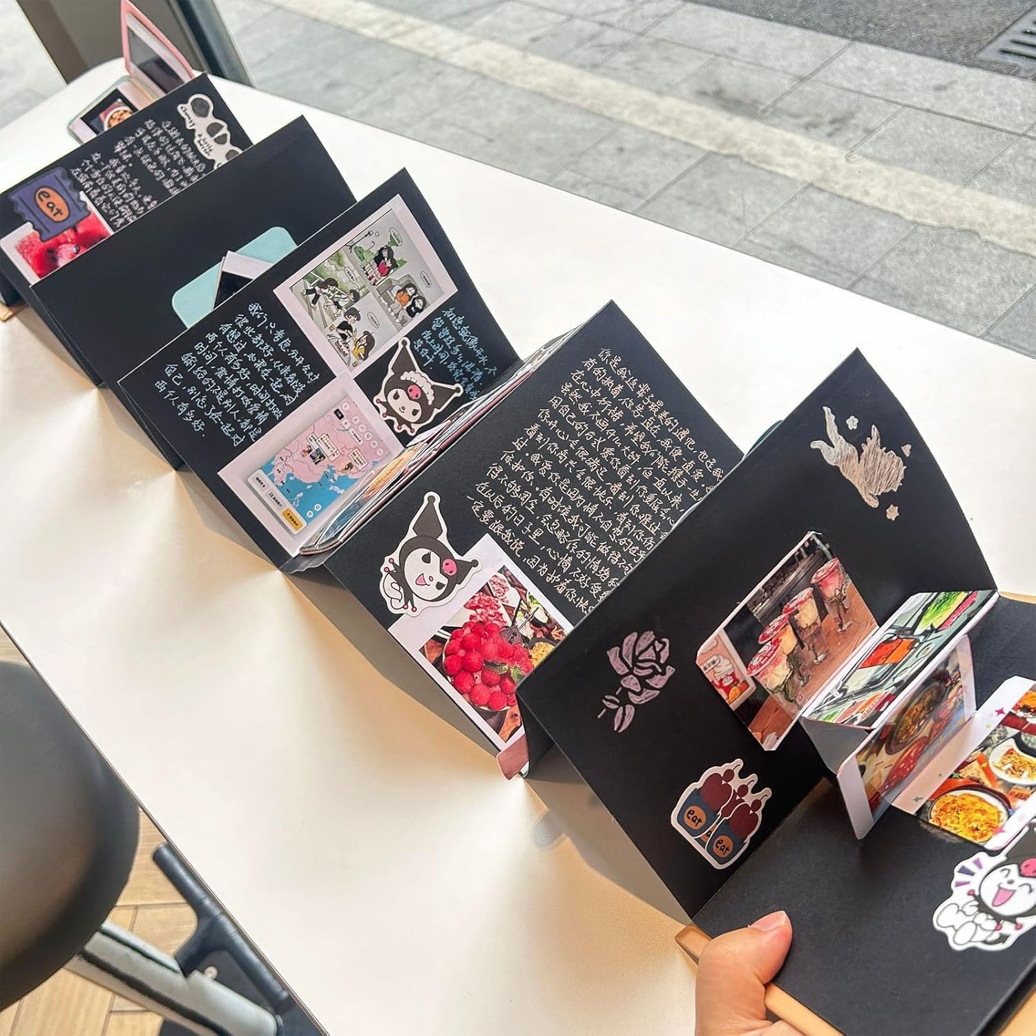 2 PCS Accordion Scrapbook, DIY Folding Memory Book,Small Photo Album with DIY Accessories Set,Stretchable Folding Kraft Paper Memory Book for Wedding Anniversary Valentines Day image number 6