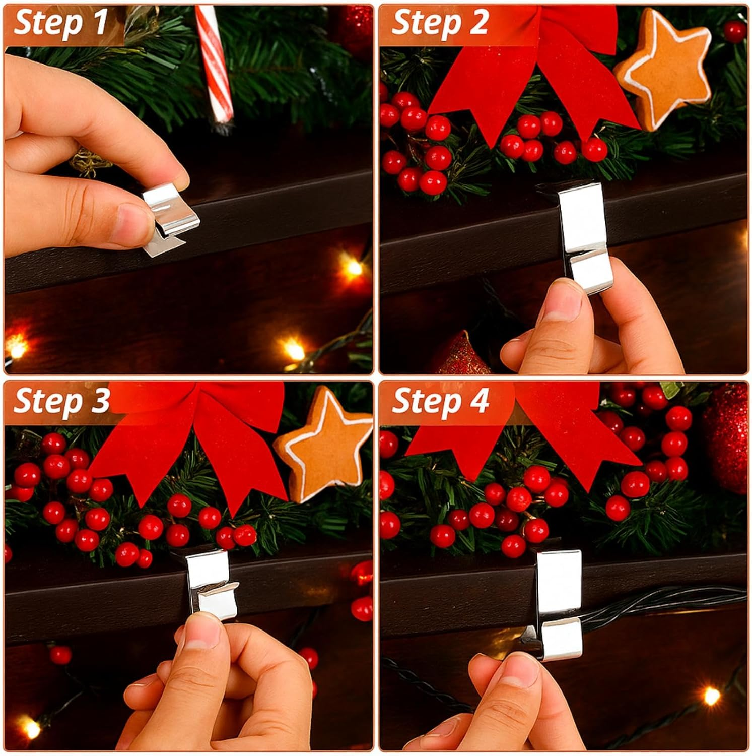 Christmas Lights Gutter Hooks Galvanized Holiday Lights Roof Hooks Christmas Light Clips Xmas Light Gutter Hangers Outdoor Seasonal Lighting Hooks for Christmas Light Kitchen Bathroom Garden (50 Pcs) image number 4