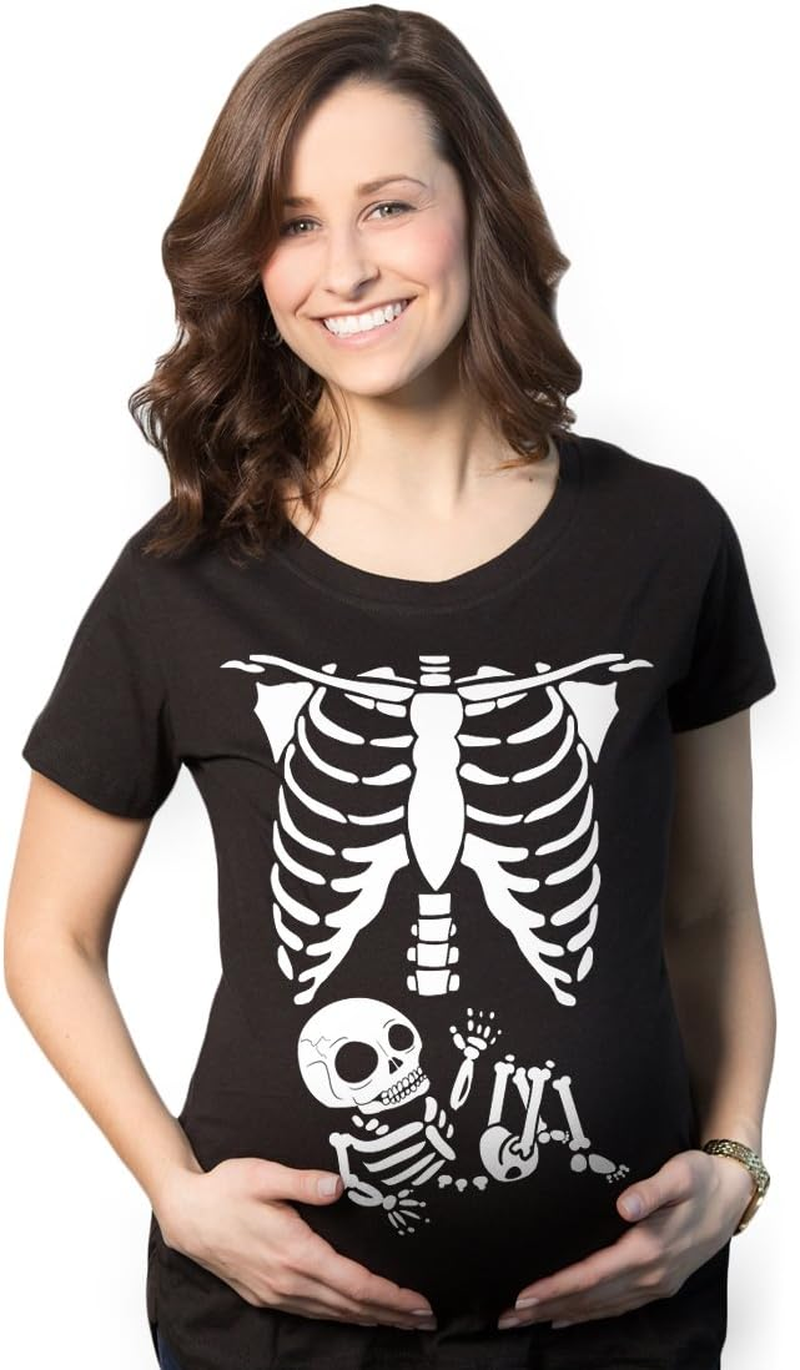 Maternity Skeleton Baby Monster Pumpkin T Shirts Funny Cute Pregnancy Halloween Tees
