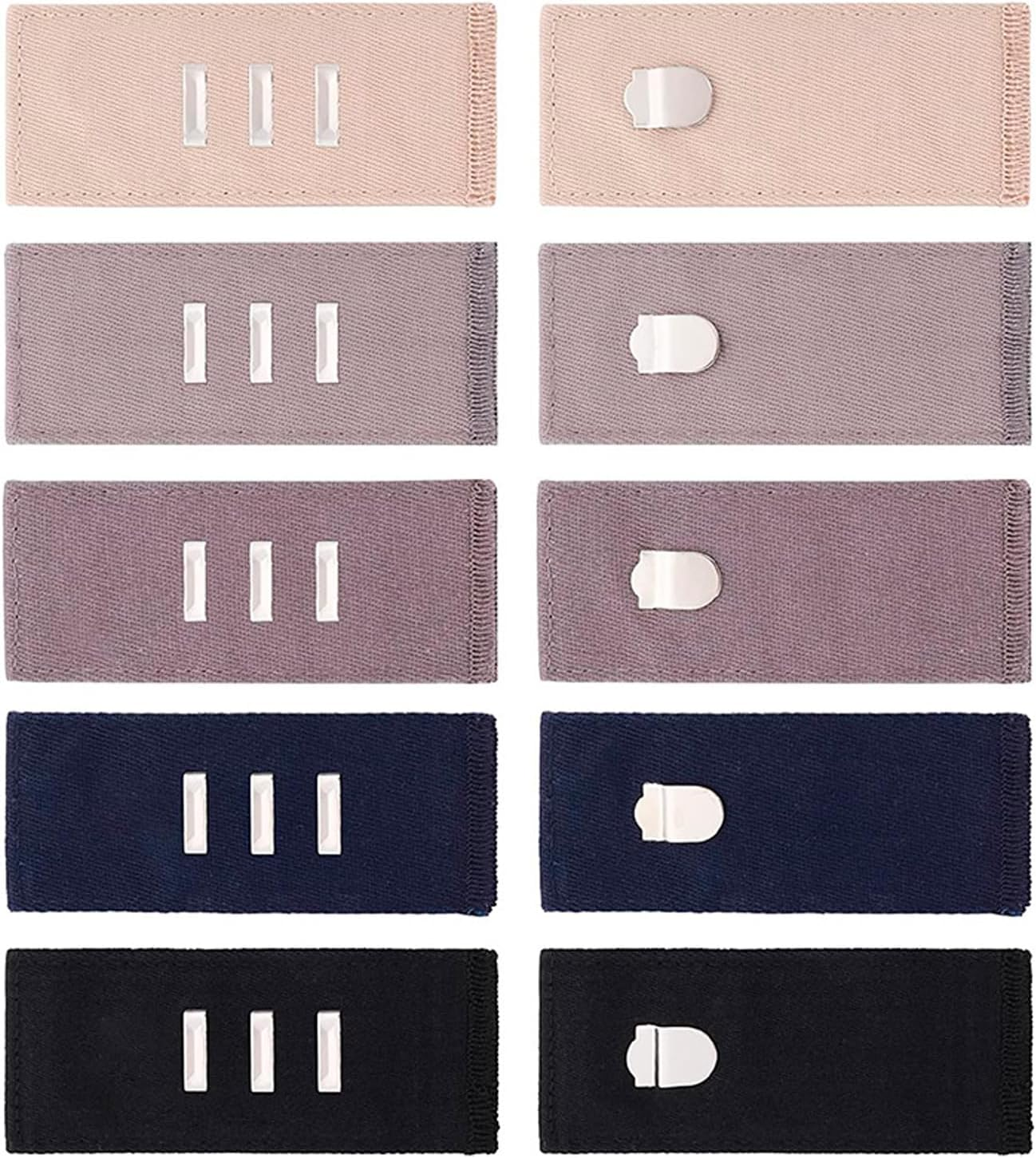 5 Pieces Pants Waist Extenders with Metal Hook, Maternity Women and Men Jeans Extender, Waistband Extension for Pants and Skirts