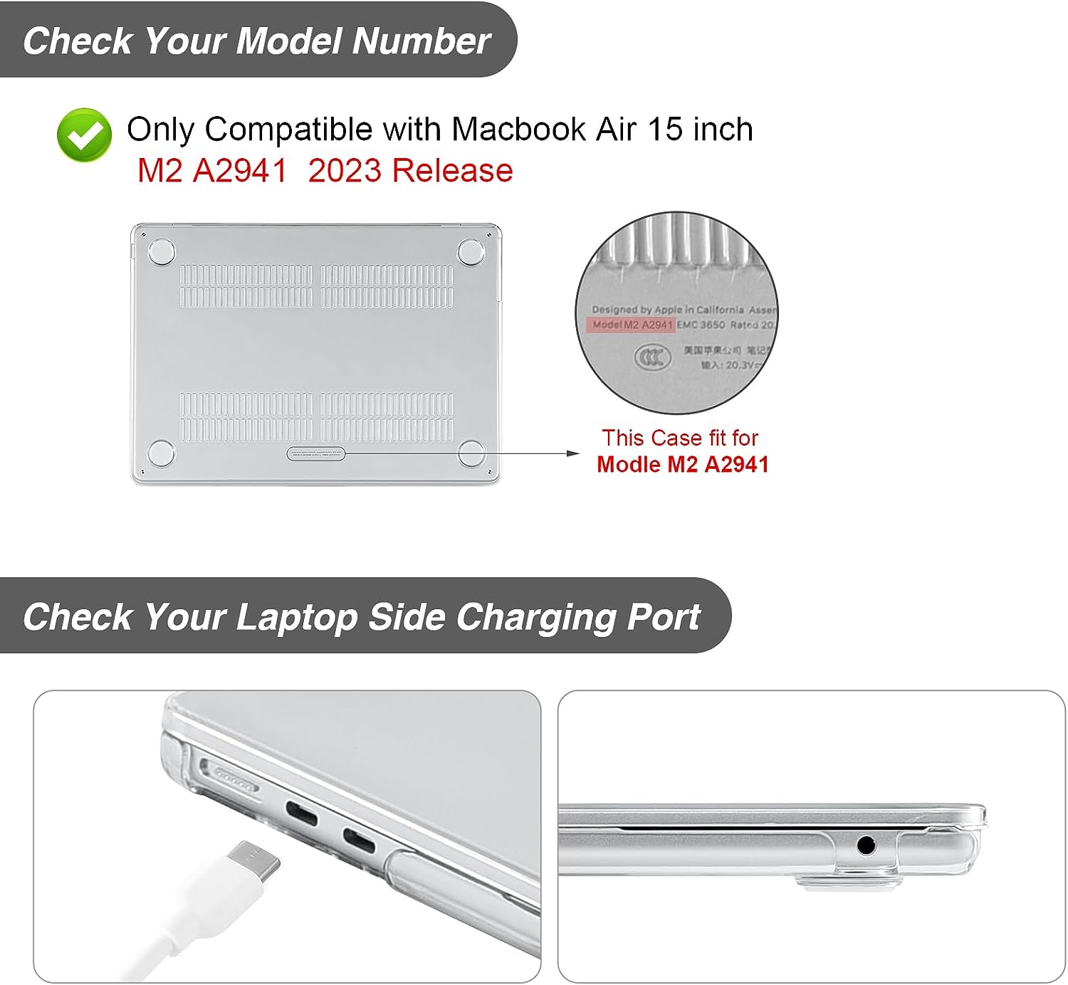 Blueswan Compatible with Macbook Air 15 Inch Case 2024 2023 A3114 A2941 with M3 M2 Chip 15.3" Liquid Retina Display, Protective Plastic Hard Shell Case, Clear image number 4