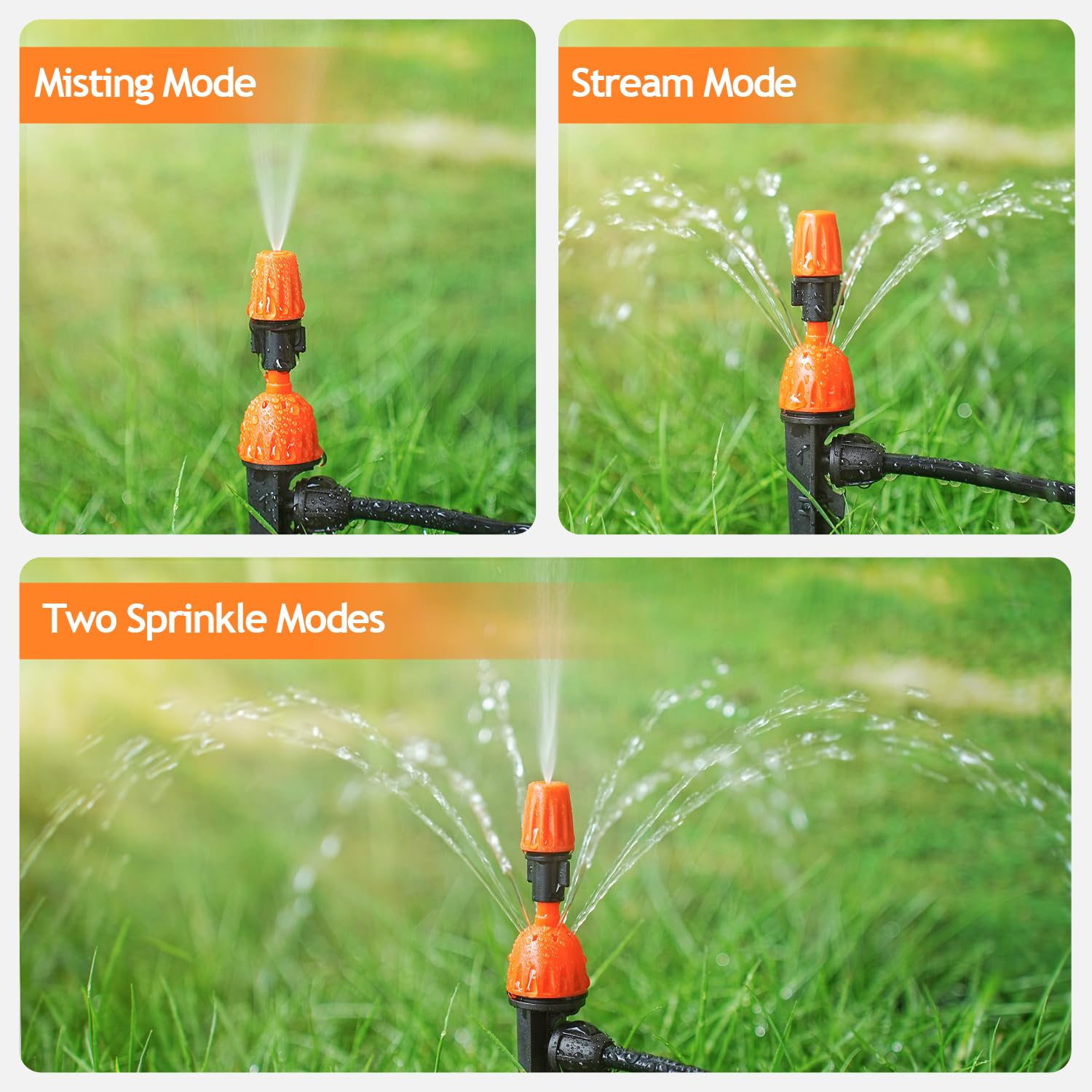 2 in 1 Drip Irrigation Emitters and Atomizing Nozzle for 1/4" Drip Irrigation Tubing, 25 Pcs Adjustable 360 Degree Water Flow Drippers Sprinklers Fittings for Garden Watering System image number 6