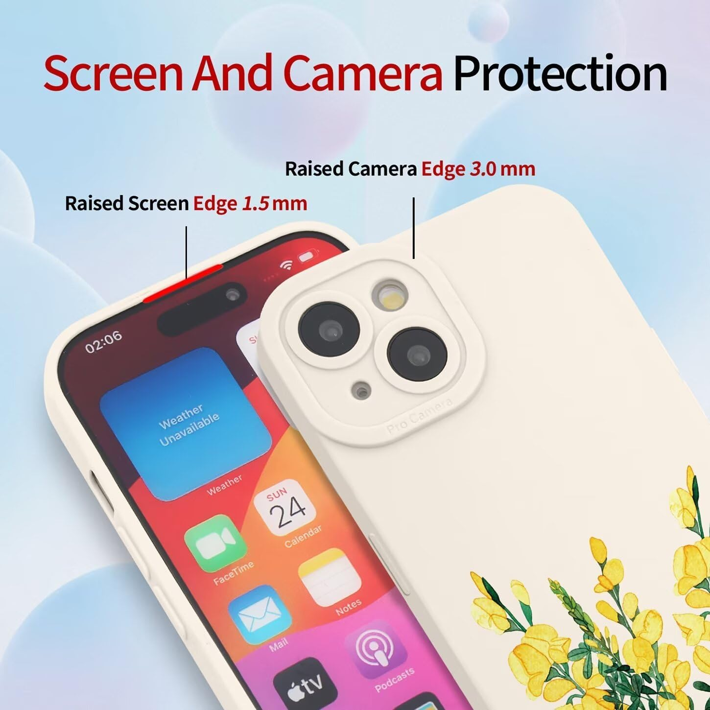 ILING Liquid Silicone Case for Oppo A40 4G / Oppo A40M, Ultra Thin Elegant Flowers and Cute Cartoon Pattern Women'S Mobile Phone Case, Soft TPU Bumper Shockproof Protective Case (White Q01) - Black Q09 image number 4