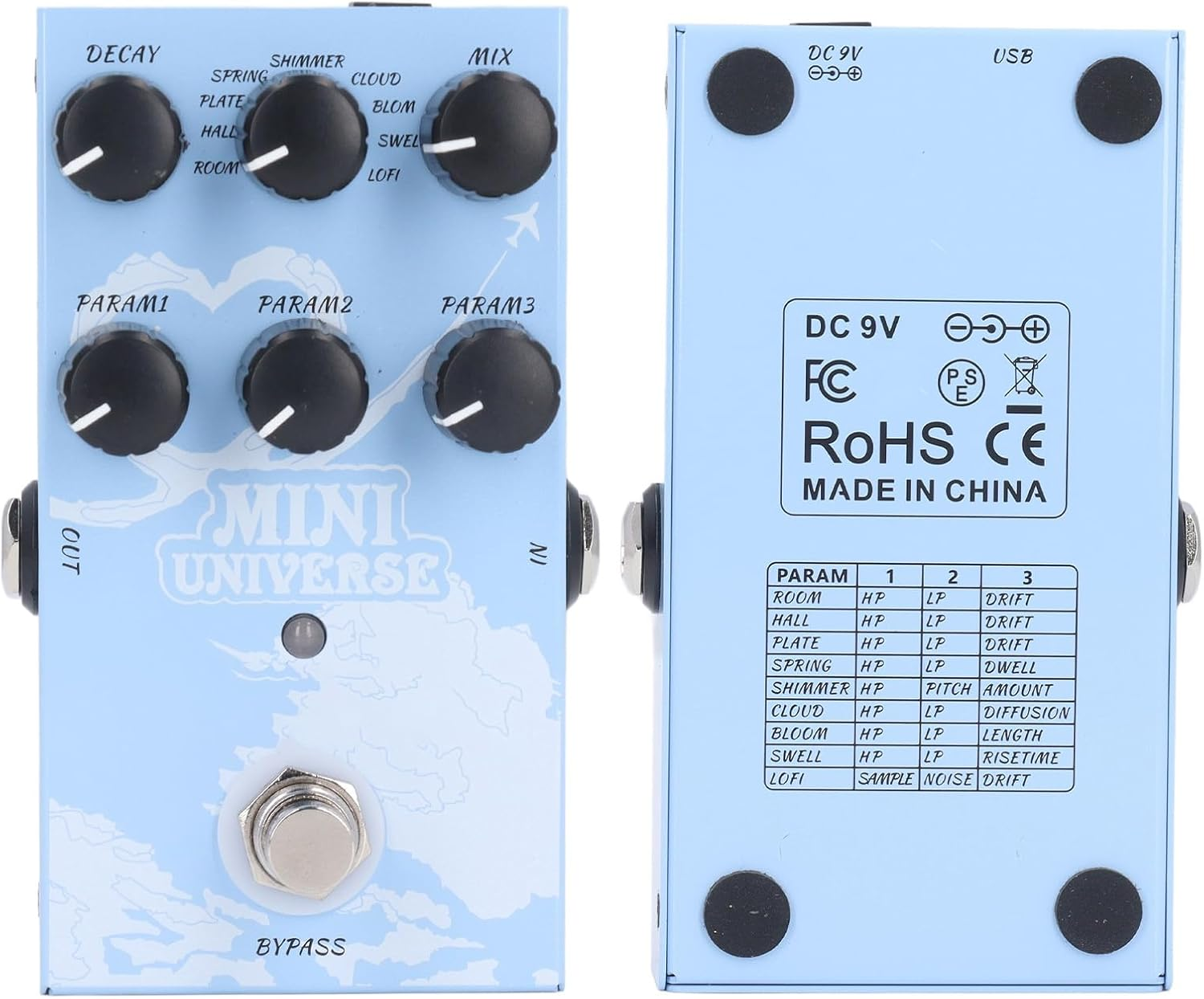 Guitar Effect Pedal, Digital 9 Reverb Guitar Effects Pedal, Room Hall Plate Spring Shimmer Cloud Bloom Swell Lofi, Multi Effects Guitar Pedal with True Bypass Mode image number 4