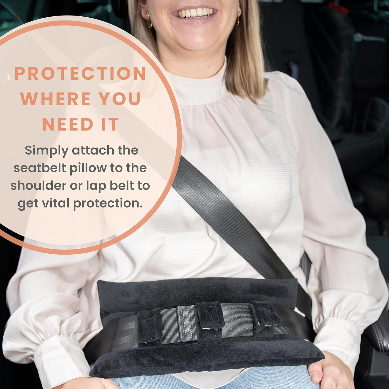 MOYOAMA Post Heart Surgery Seatbelt Pillow to Protect Sensitive Areas - Mastectomy Pillow for Seatbelt Pressure Relief - No Irritation Port Pillows for Chemo Patients - Gifts for Mastectomy Patients image number 2