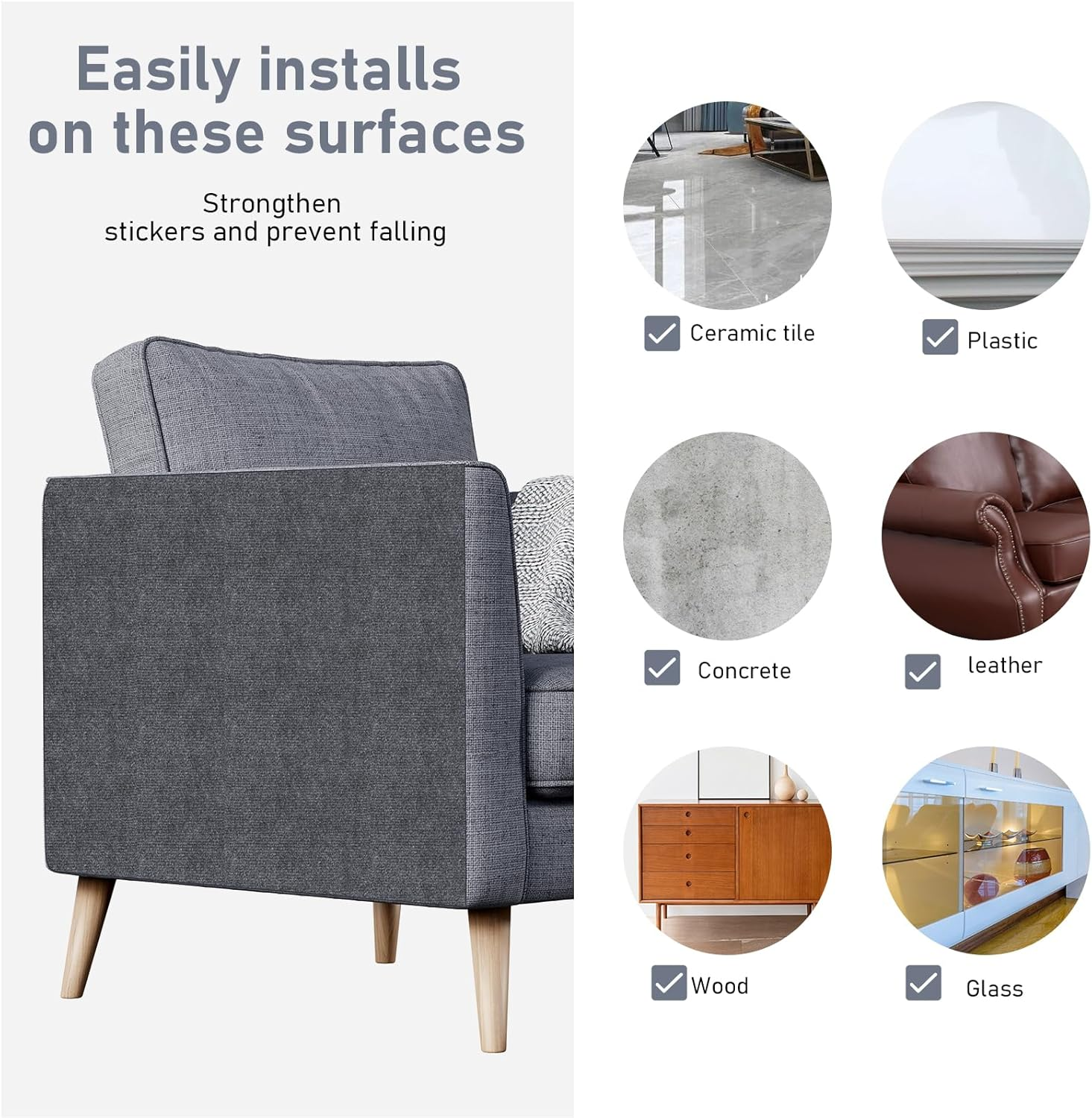 Adiwo 60 Cm X 100 Cm, Self-Adhesive Scratching Mat, Cat Scratching Mat, Scratch Protection, Sofa Cat, DIY Scratching Boards, Scratch Wall for Furniture, Scratching Carpet, Couch Protection (Dark Grey) image number 1