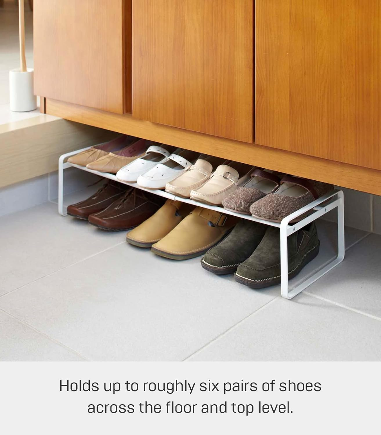 Yamazaki Home Adjustable Shoe Rack-Spacesaving Storage Solution, One Size, White image number 6