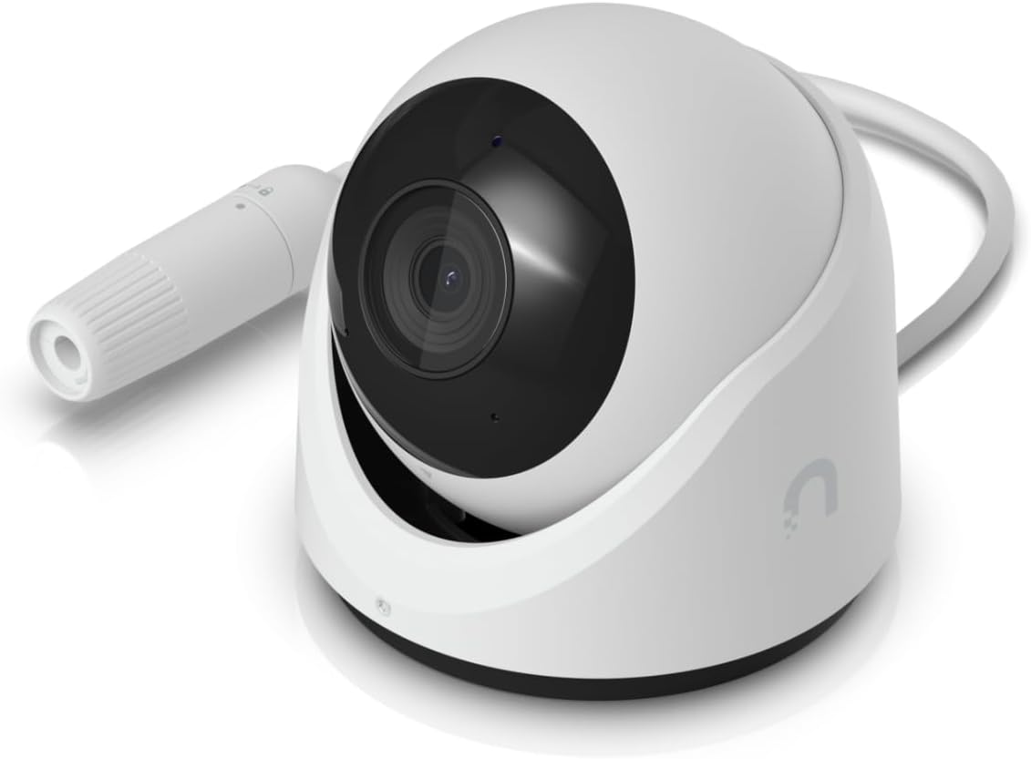 Ubiquiti Unifi G6 Turret White Surveillance Camera, 4K Resolution, 109.9&deg; FOV, 30M IR Night Vision, AI Smart Detections, Tamper-Resistant, Microphone, All-Weather, IP66 Outdoor Ready