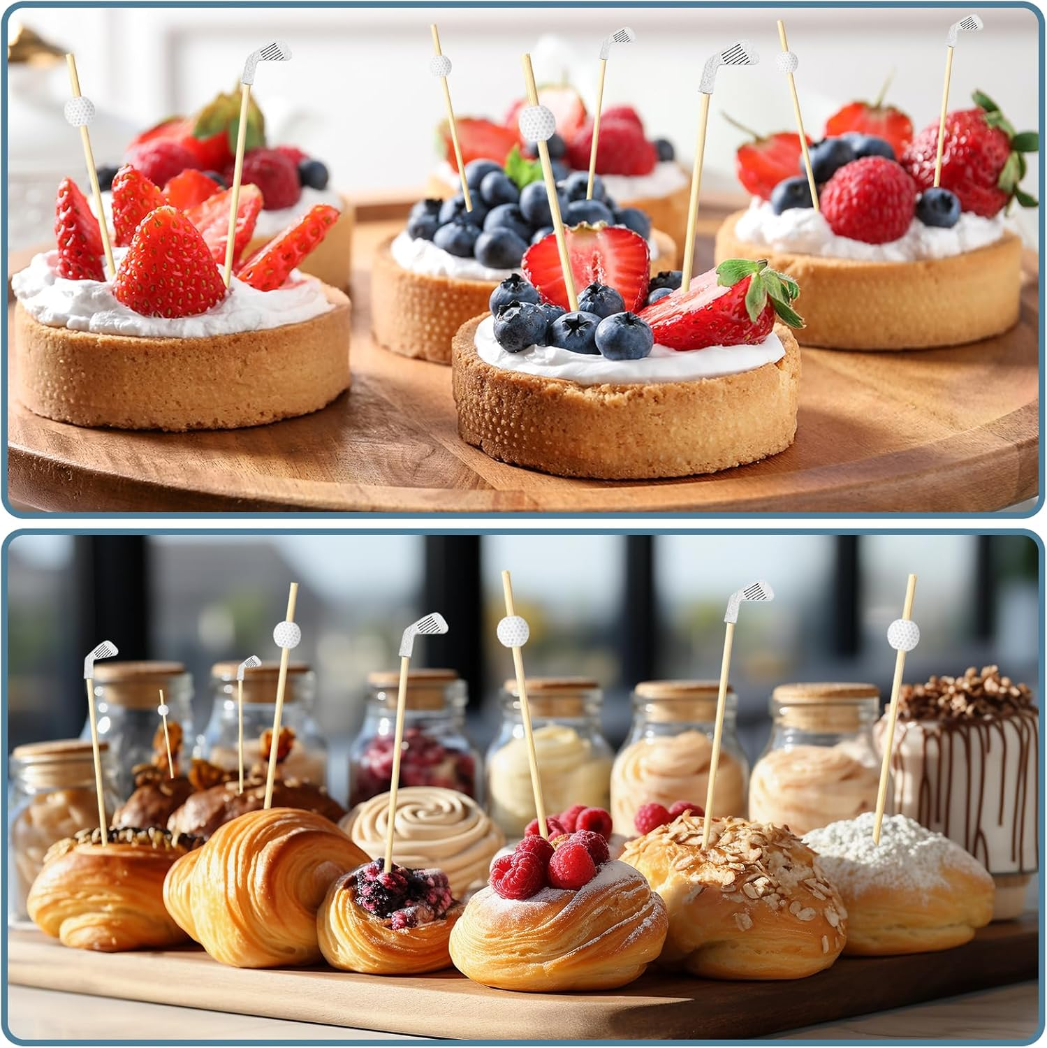 Yesaior 240Pcs Golf Cocktail Toothpicks, Disposable Long Bamboo Golf Toothpicks Sandwich Fruit Cocktail Picks for Catered Events Buffet Party Holiday Supplies