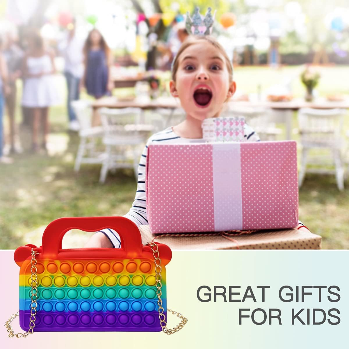 AWINNER Push Bubble Fidget Pop Handbags,Shoulder Bag for Girls and Women Relief Stress Sensory Toy