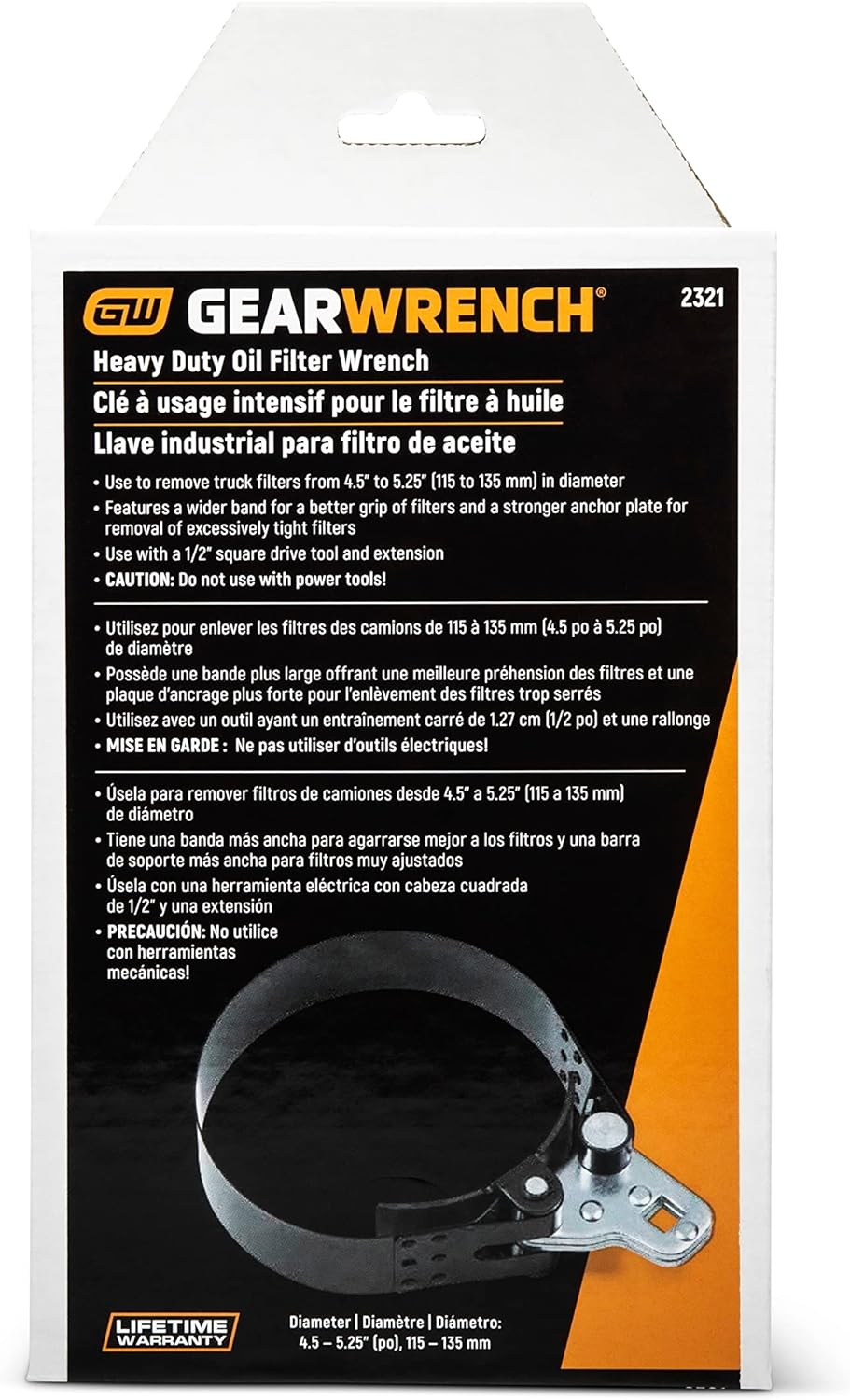 GEARWRENCH Heavy-Duty Oil Filter Wrench 4-1/2" to 5-1/4" - 2321 image number 6