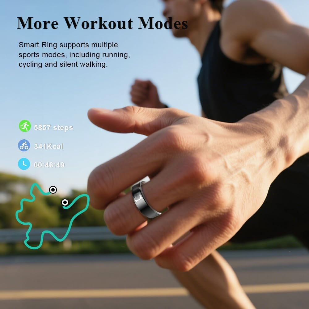 Ceramic Smart Ring | Sleep Exercise Monitor | Health Management | 5-7 Days of Battery Life | Magnetic Charging Case | 8 Sports Modes | 5ATM Waterproof | Android 5.1 & Ios 8.0 | Men & Women (10) image number 3