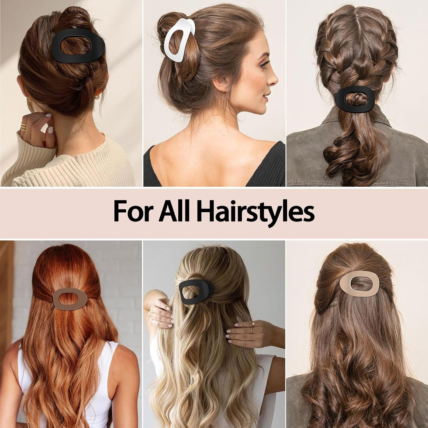 Vivasmile 4 PCS Flat Hair Clips for Women, Curved Design Hair Clips for Lying, Driving - Matte Strong Hold Hair Claw Clips for Thin, Thick Hair, Hair Accessories for Women and Girls (Neutral) image number 3