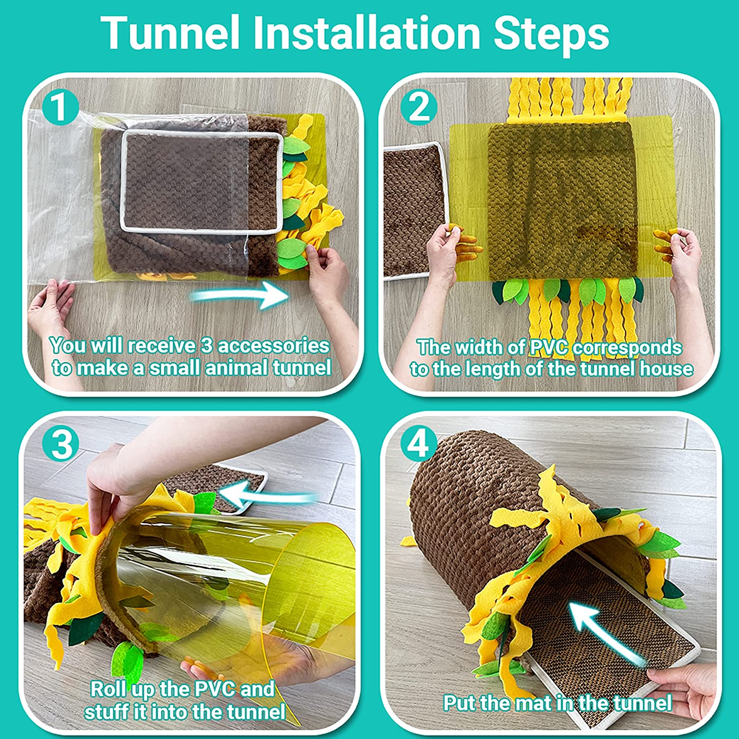 Guinea Pig Tunnel House - Small Animal Hideout Tube Cage House for Hamster Rat Mice Parrot Chinchilla Hedgehog Flying Squirrel - Playing Sleeping Resting Fleece Warm Bed Plush Nest Habitats image number 3