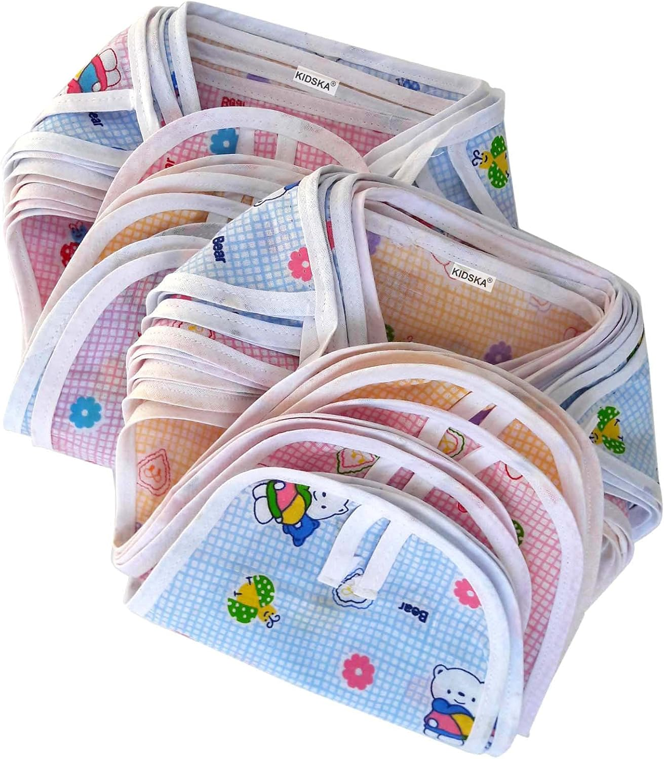 KIDSKA Newborn Baby Cotton Cloth Nappies/Cotton Nappy for New Born Baby, Multi Color, 0-6 Month-Pack of 24 image number 1