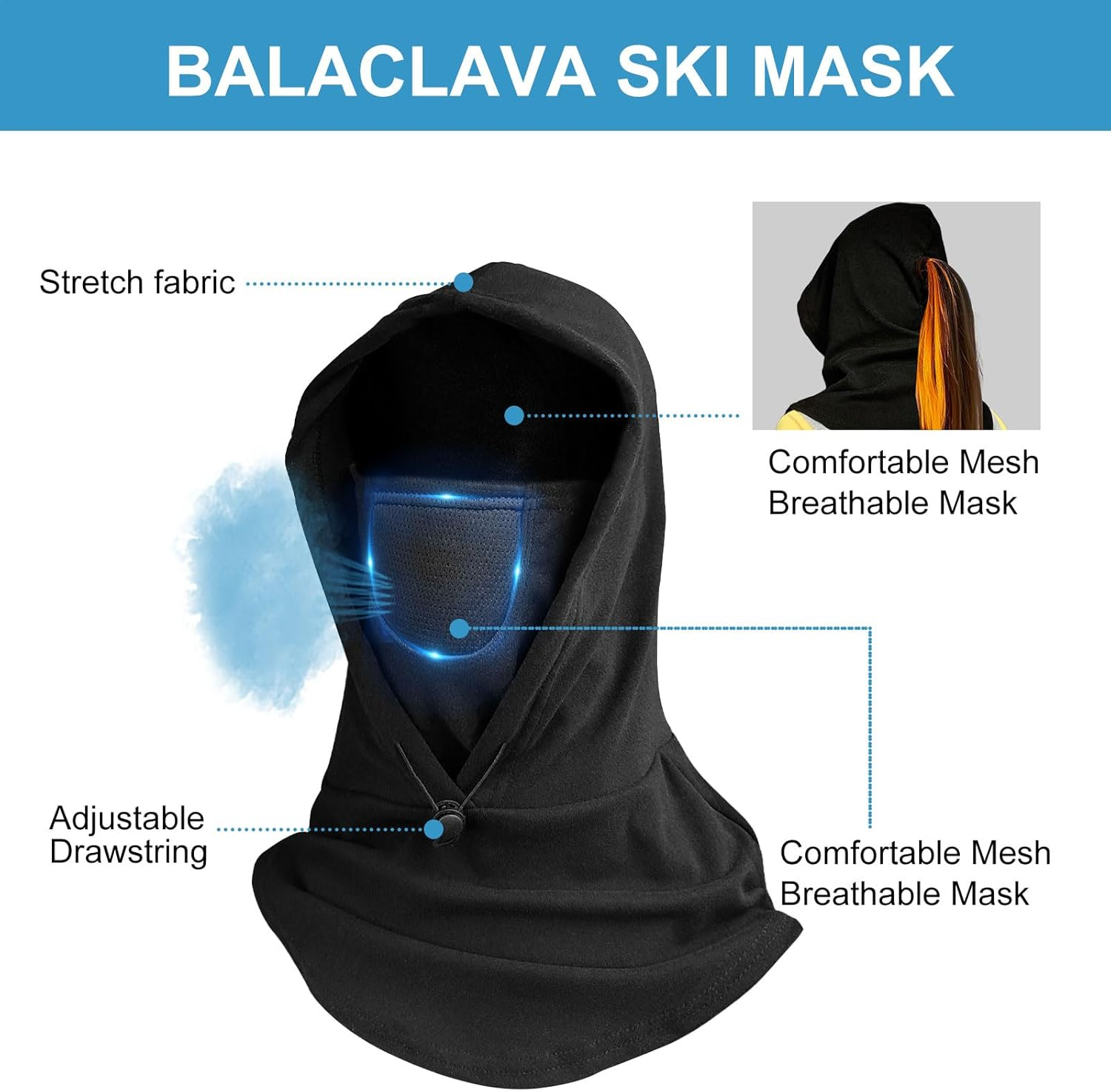 LOKZEER Balaclava Face Mask for Men Women: Lightweight Breathable Sweat-Absorbing Ski Mask with Adjustable Drawstring. UV Protection Cycling Motorcycle Face Cover - Pink image number 4