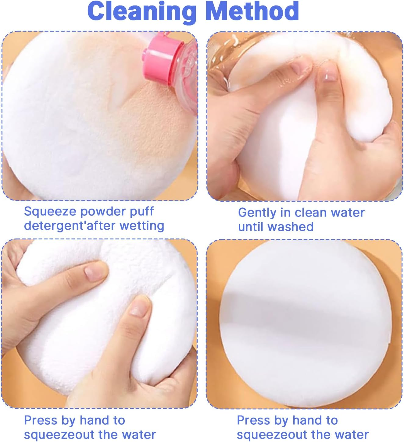 2 Pcs Powder Puff,3.14 Inch Powder Puffs for Body Powder Face Loose Powder Large(White) image number 3