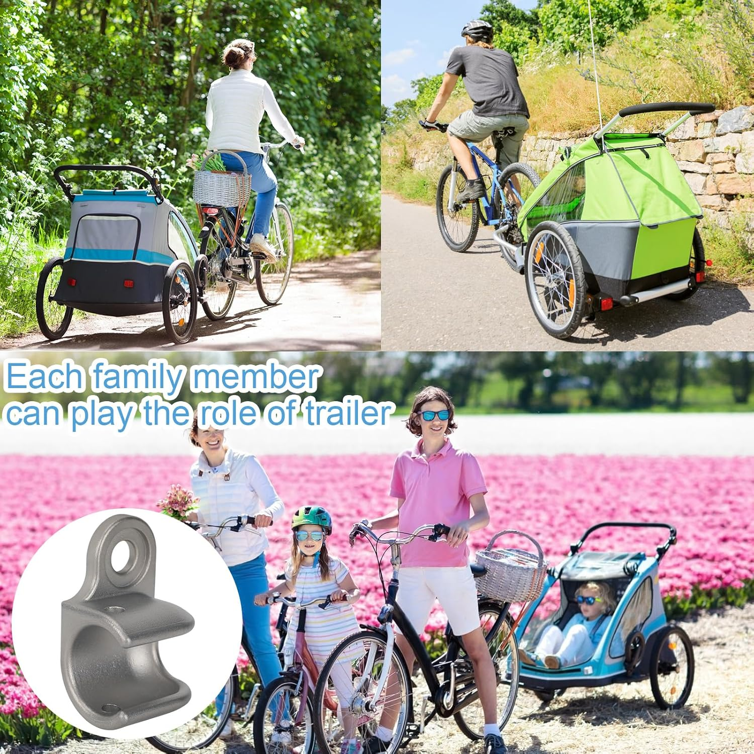 Bike Trailer Hitch, 304 Stainless Steel Bike Trailer Hitch Cup Compatible with Thule Chariot Courier Coaster Cadence Heavy-Duty Bicycle Accessory for Kids Pets Cargo image number 6