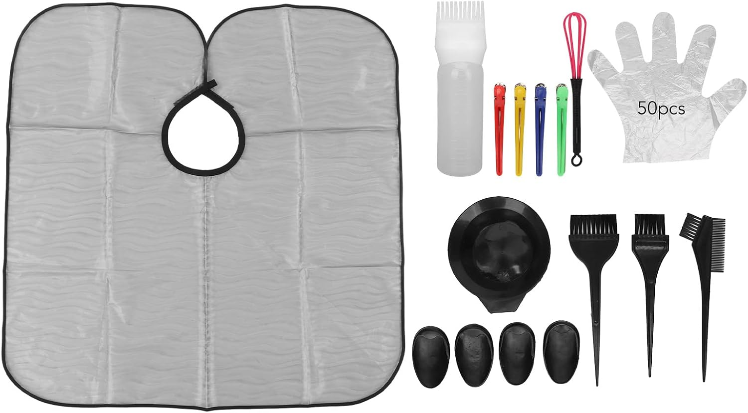 Hair Dye Coloring Kit Mixing Bowl Pointed Handle Brush Clips Cape Gloves Hair Dyeing Tools for Professional Salon at Home image number 5