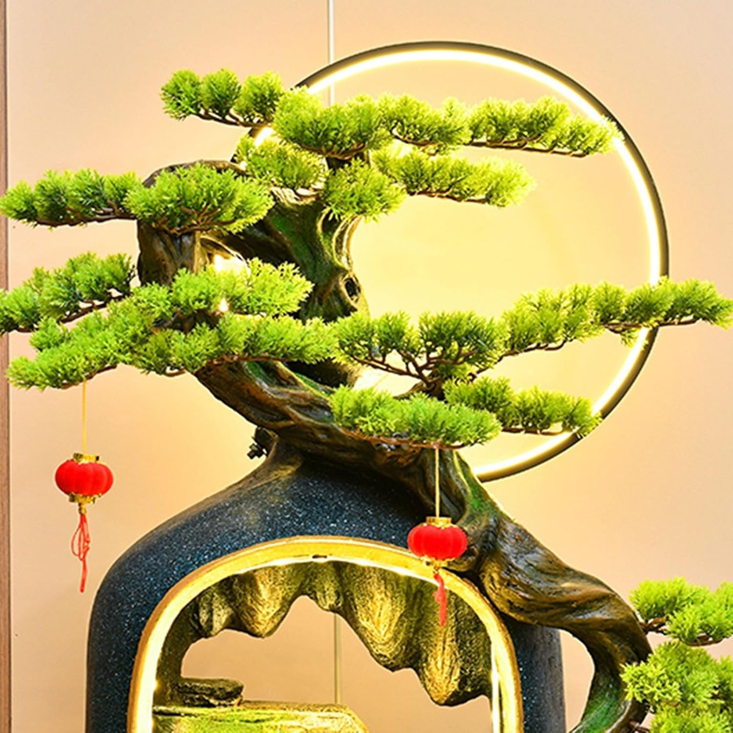 Outdoor Fountain Indoor Water Fountain for Home Decor, Meditation, and Relaxation - Resin with LED Lights and Soothing Sound for Office Living Room Craft Gift image number 4