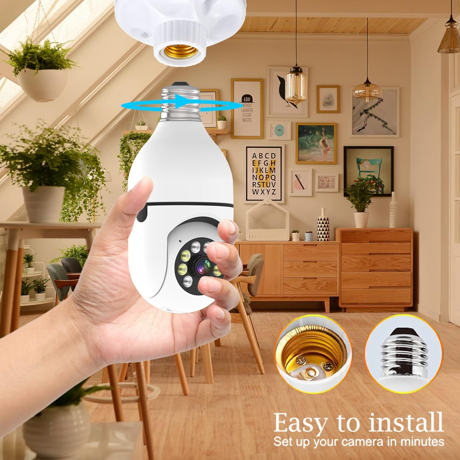 Uantii Tuya Smart E27 Bulb Camera 1080P Wifi Baby Monitor Night Vision Automatic Human Tracking Zoom Wireless Indoor Full Color Security Monitor image number 3