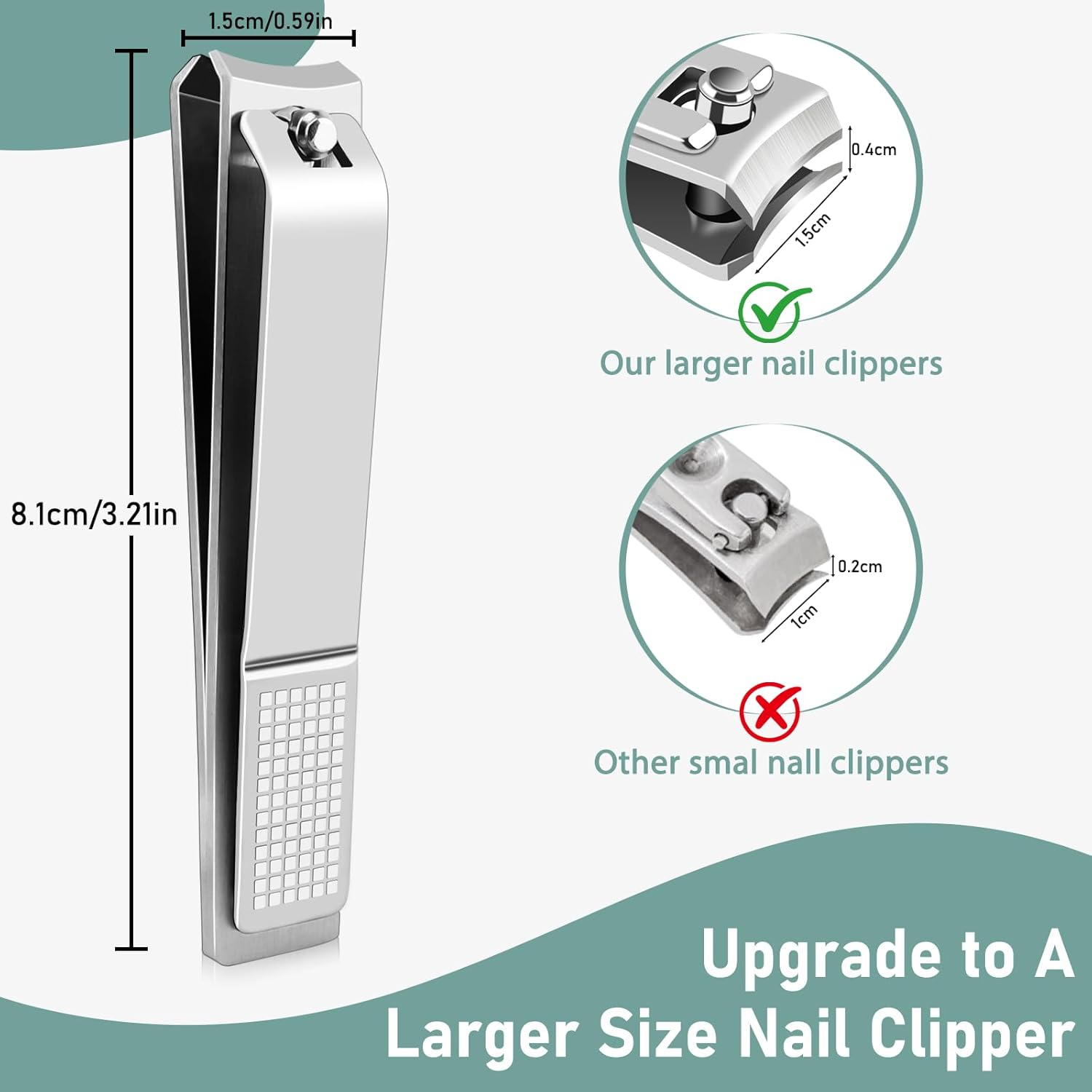 HOFASON 8 Pcs Large Nail Clippers Set for Women Men Stocking Stuffers, Stainless Steel Fingernail and Toenail Clipper Cutter Set Curved Cutter, Bulk Travel Manicure Pedicure Trimmer Kit image number 6