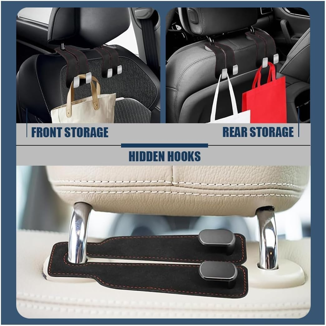 2Pcs Car Seat Back Double Hook 2 in 1 Purse Hook Universal Multifunctional Headrest Hooks Car Organizers and Storage Accessories (2Pcs) image number 6