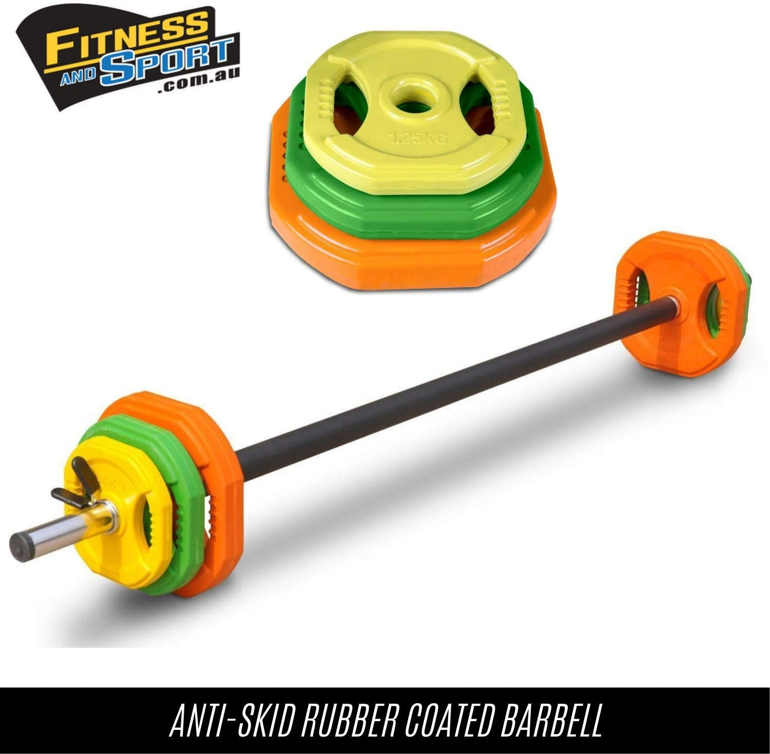 HCE Hex Barbell Weights - Crossfit Barbell Pump Set - Bench Press Barbell Coloured Plates for Power Weightlifting, Full Body Building Workout Gym Training Equipment