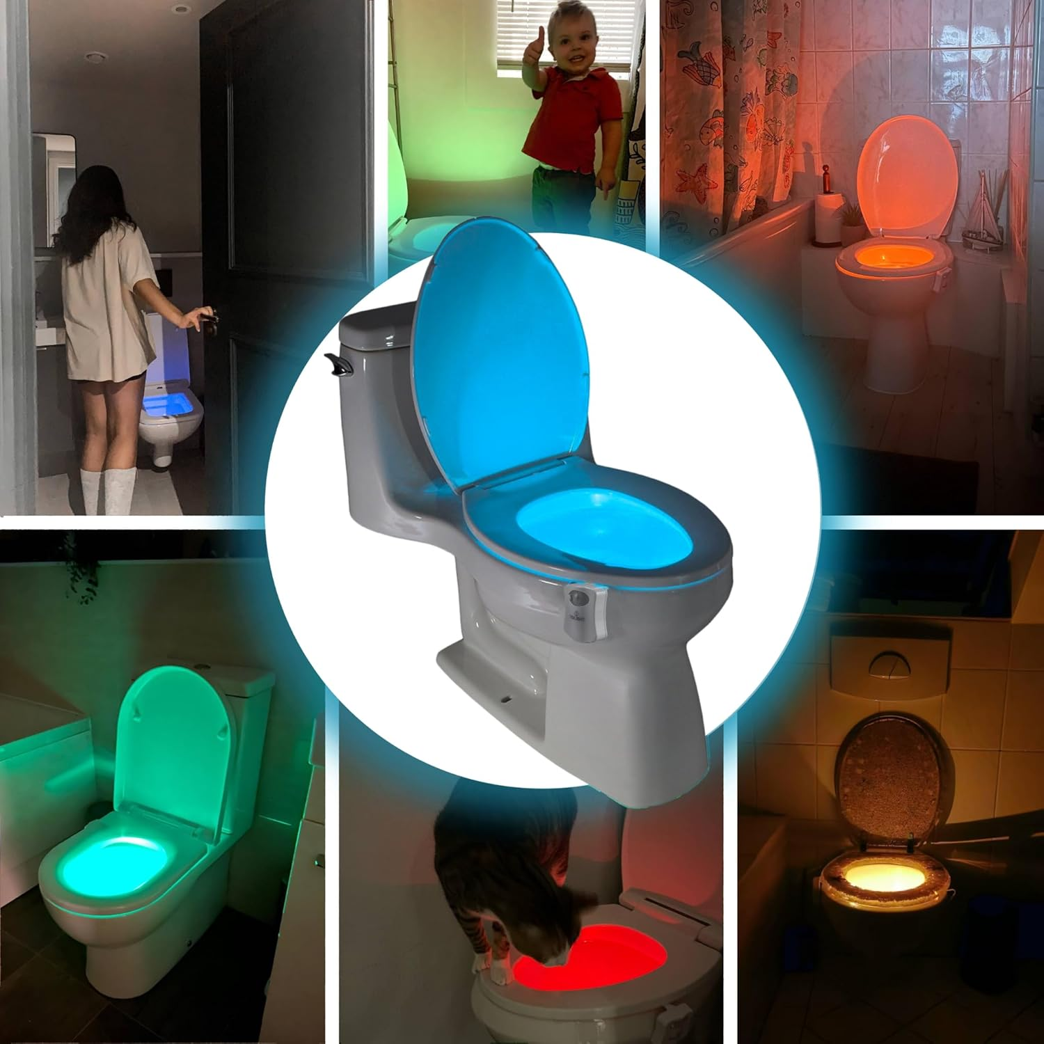 Original Toilet Night Light - Motion Sensor Activated LED - 9 Color Modes Including Blue - Light up Your Toilet Seat image number 5