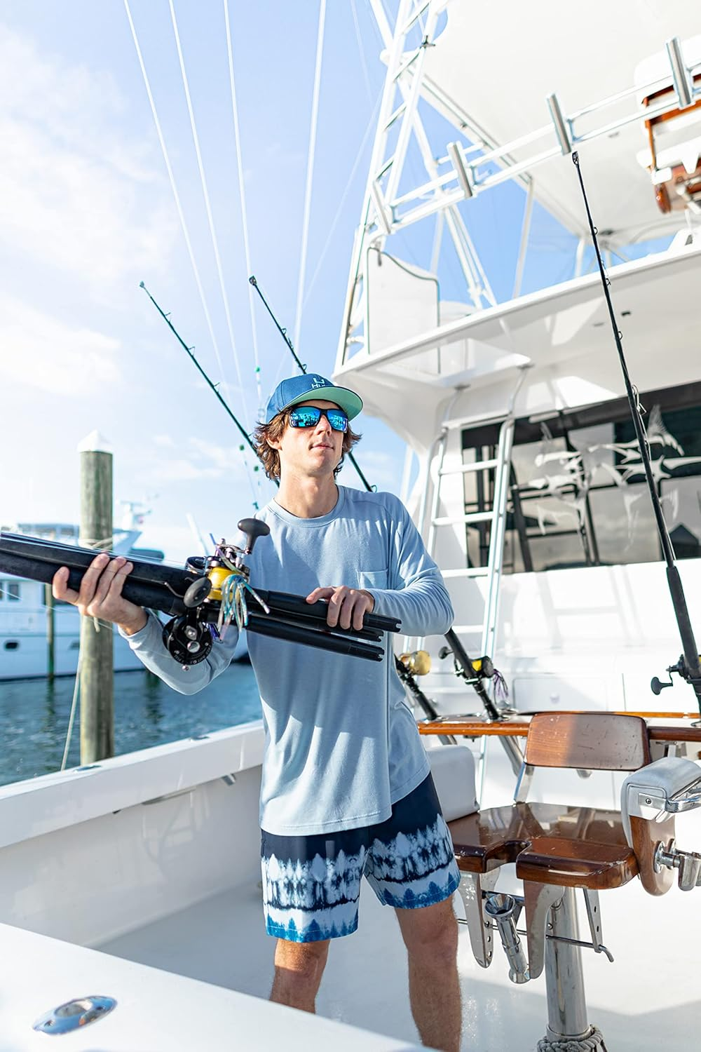 HUK Fishing Nylon Webbing Belt, Adjustable Sizing, Casual, Lifestyle, Quick Dry, 44" Max Length - Blue image number 5