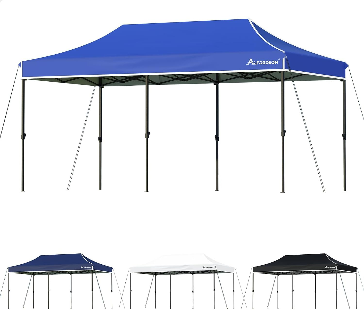 ALFORDSON Gazebo Marquee 3 X 6M High Adjustable with Pegs & Ropes, Easy Set-Up Canopy with 600D Fabric Roof and Carry Bag, Camping Shelter Shade with Steel Frame for Wedding Party Pavilion, Blue