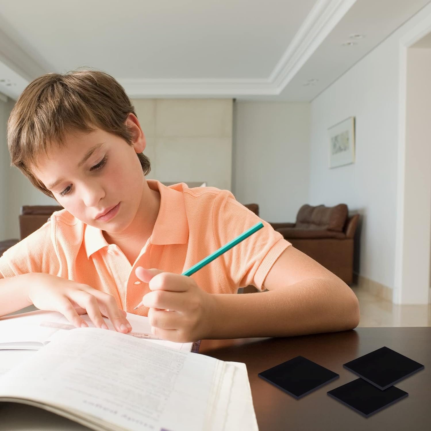 6 Pads Sticky Notes 3 X 3 Inches, Black Self-Stick Notes with White Gold and Silver Gel Pens, 50 Sheets/Pad Sticky Note Easy Post for Office School Home Supplies image number 2