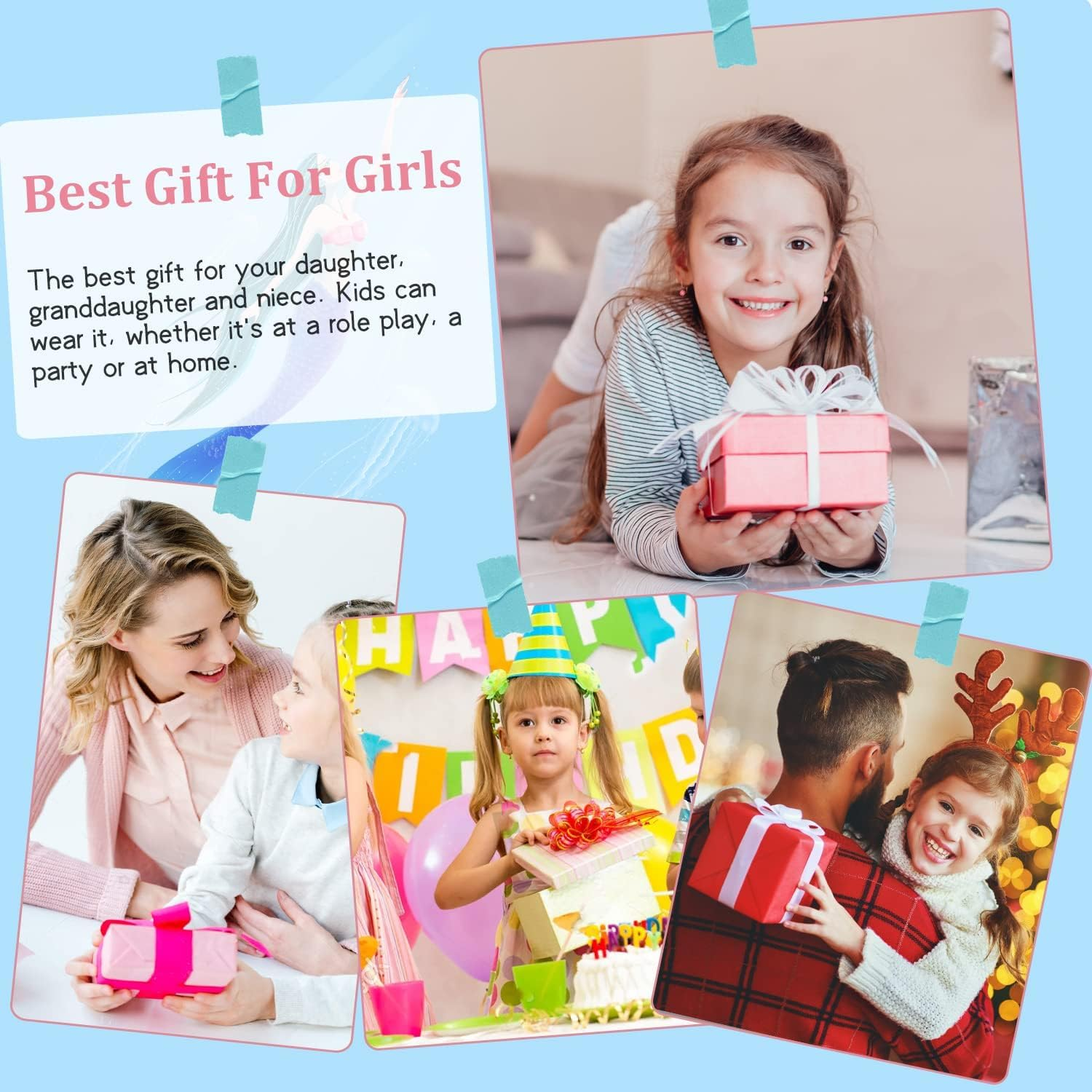 Kids Jewellery Sets for Girls, 5 Year Old Girls Gifts, Girl Jewellery Sets for Kids, Birthday Gifts to Girls (Necklace, Bracelet, Earrings, Ring)