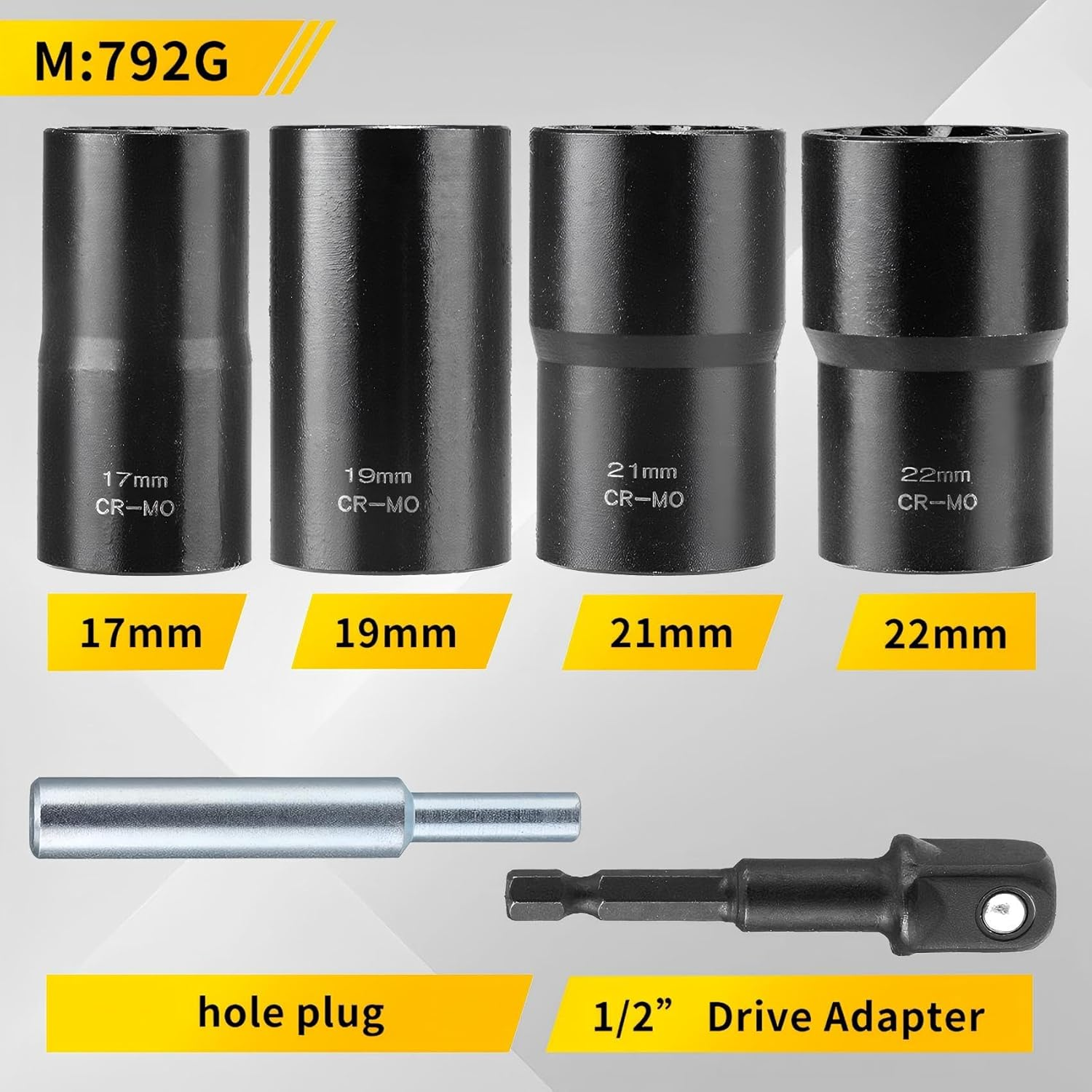 6 PCS Lug Nut Removal Tool, 1/2-Inch Drive Impact Twist Socket Set & Bolt Extractor Set, Wheel Lock Removal Kit for Removing Damaged, Frozen, Rusted, Nuts & Screws, Cr-Mo Steel image number 2