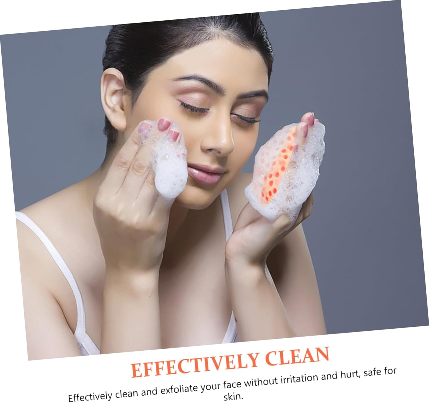 NIYANGLE 3Pcs Facial Sponge Exfoliating Face Cleansing Sponges for Makeup Removal Compact Green Orange Pink Gentle Pulp for Smooth Skin and Deep Pore Cleansing image number 2