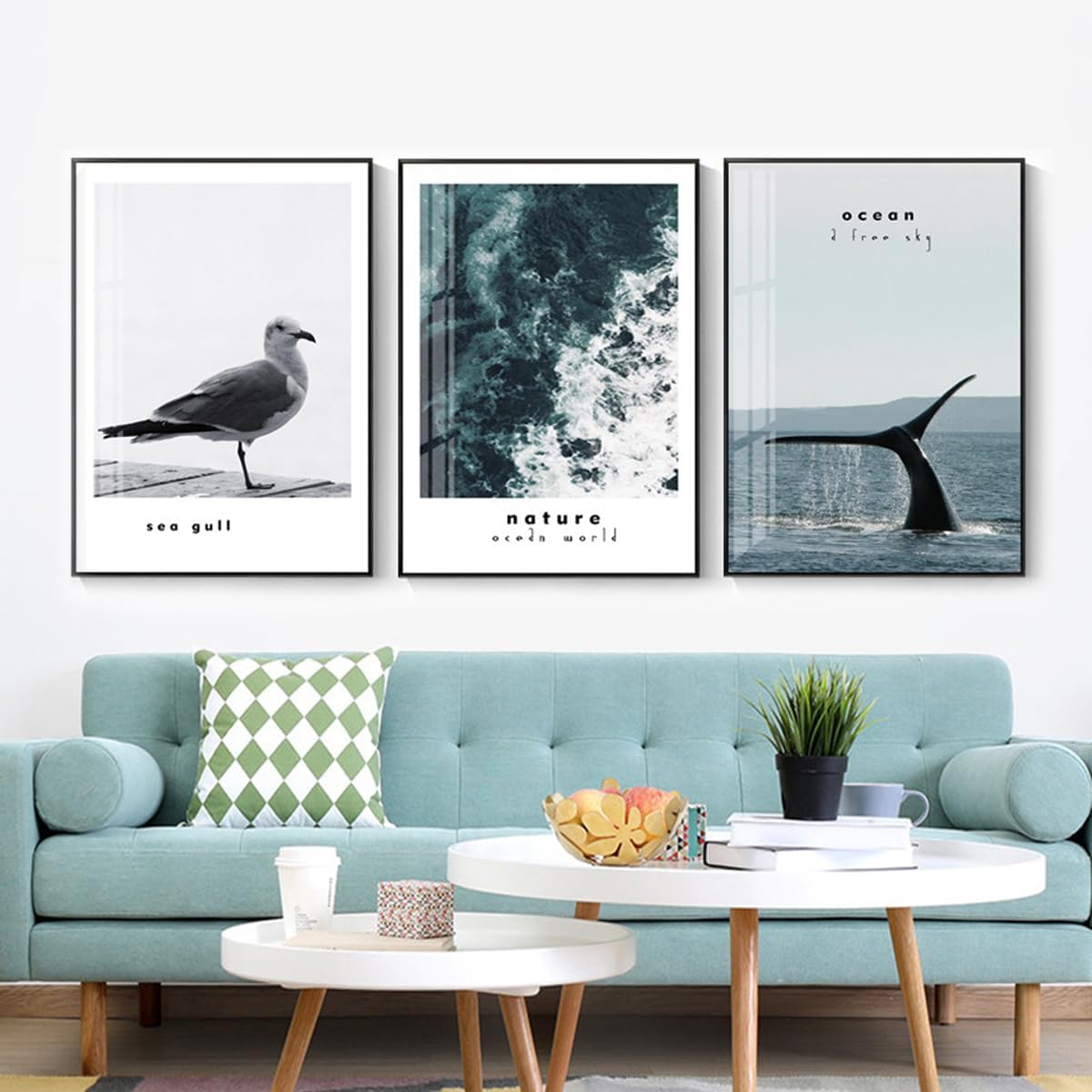 AIMALL 1 Pack Modern Nordic Ocean Scenery Wall Paintings for Living Room, Decorative Cotton Canvas, Waterproof, Various Sizes, Free Style Combinations image number 1