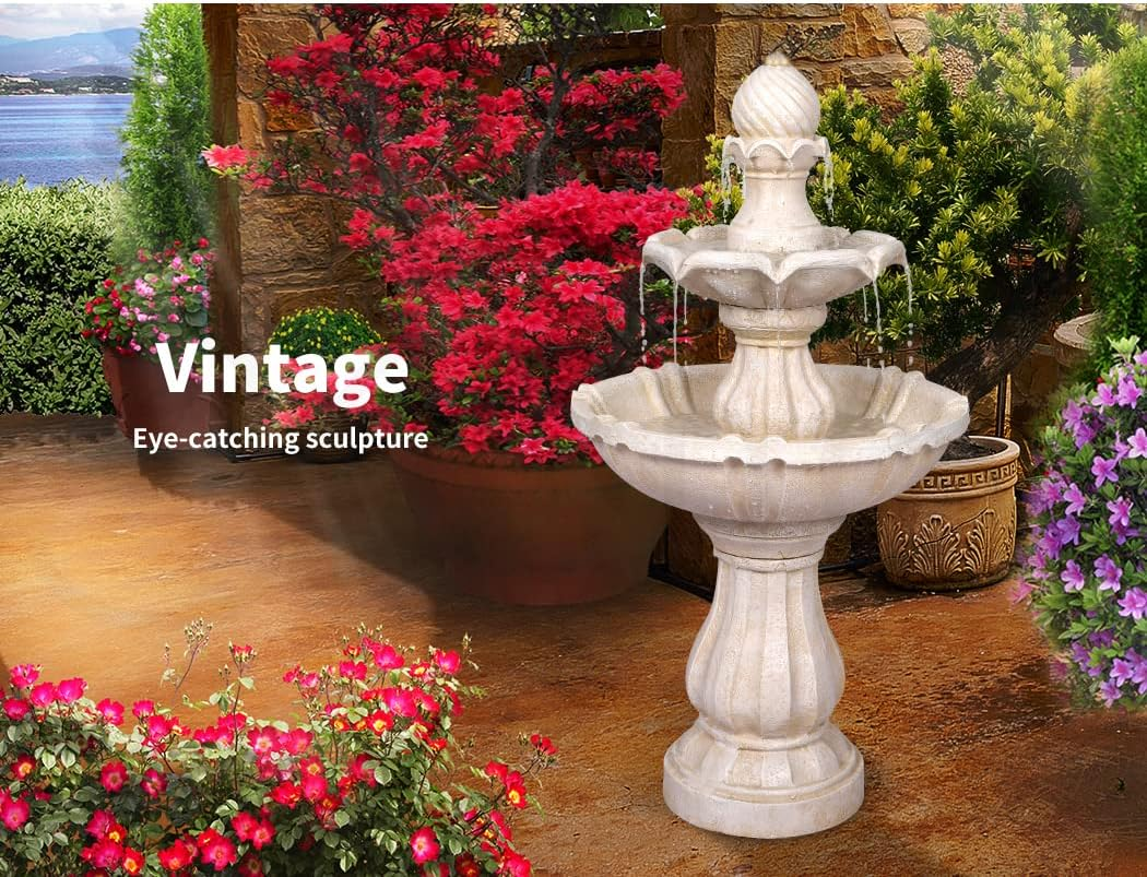 Electric Fountain Water Bird Bath Power Pump Kit Indoor Garden Outdoor Pond Fountains Pump Sets,3-Tiered Pagoda Zen Modern Outdoor Floor Standing Fountain with Pump for Backyard,Deck,Lawn, Porch image number 1