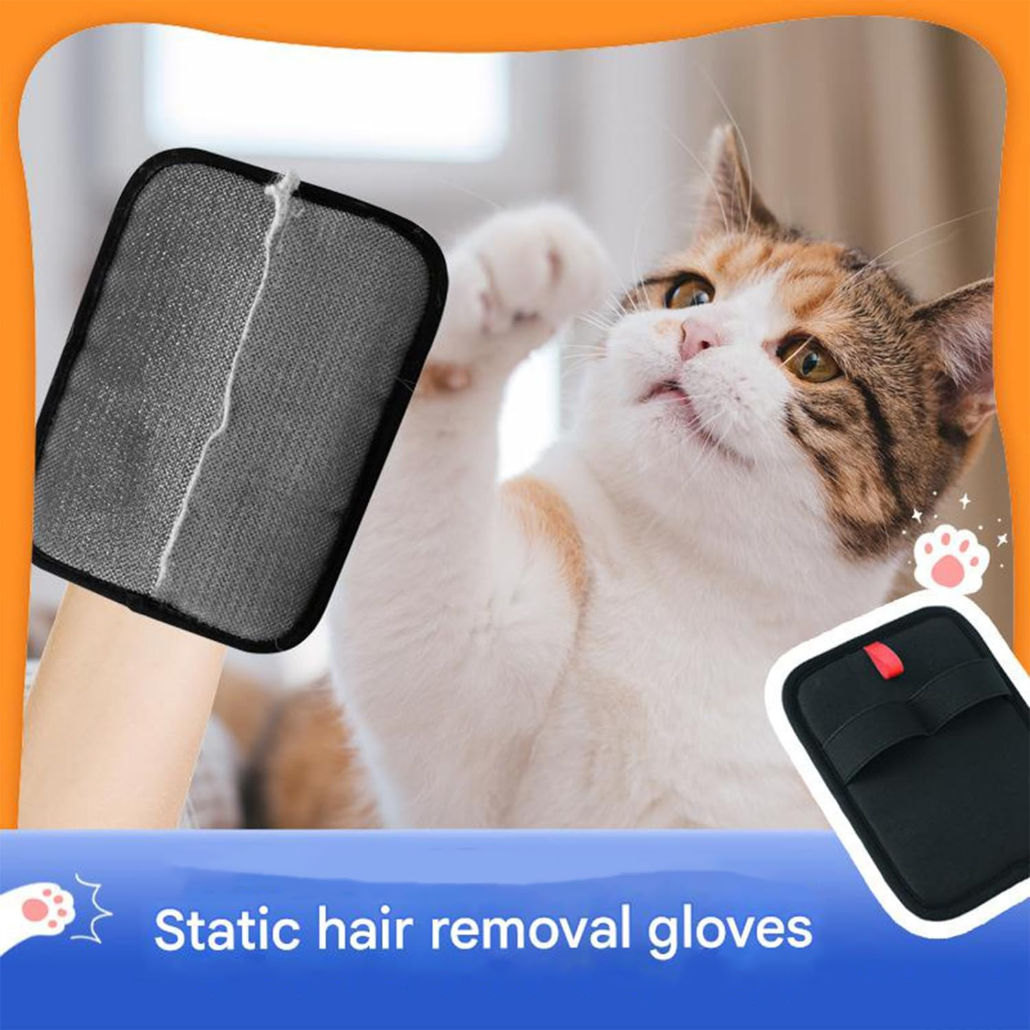 Roczential Reusable Pet Hair Removal Gloves (2Pcs) - Electrostatic Dog & Cat Grooming Gloves for Furniture, Couch, Carpet, Car Seat - Upgraded Animal Fur Remover Tool for Shedding Control