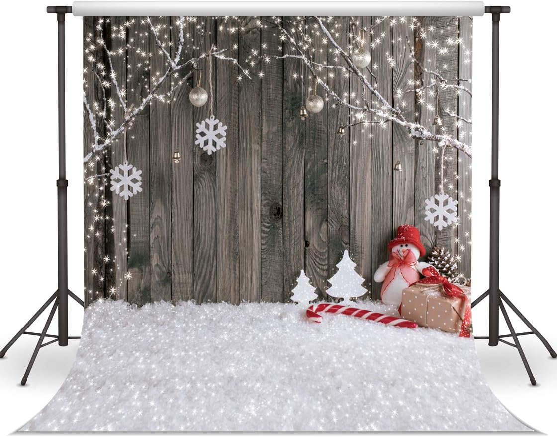 LYWYGG 8X8FT Christmas Backdrop Snow Floor Photo Backgrounds Wooden Wall Photography Backdrops for Child CP-70-0808 image number 6
