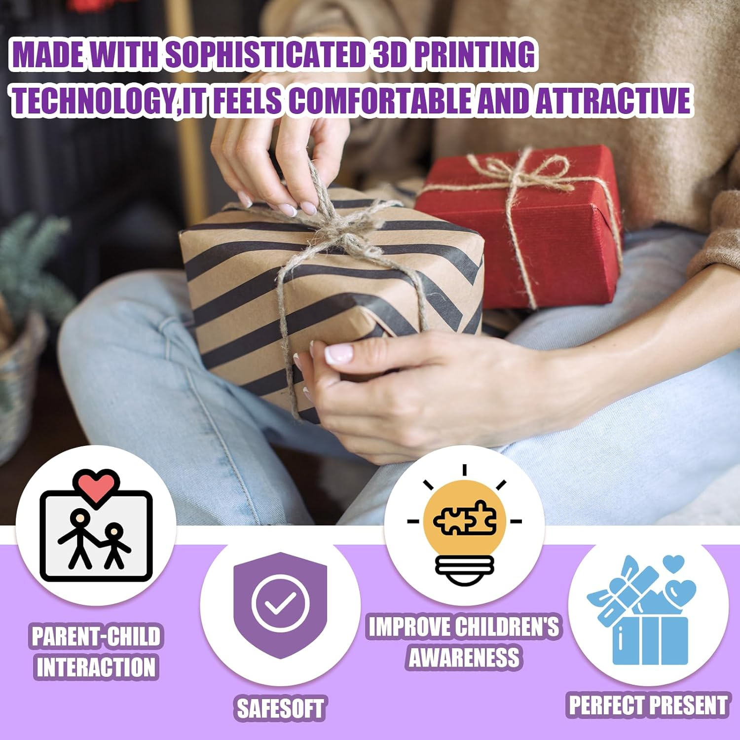 TEAONE 3D Printed Cat, Realistic Cat Figurine for Cat Lovers, Desktop, Bookshelf Decor (22Cm/8.66In, Purple) image number 1