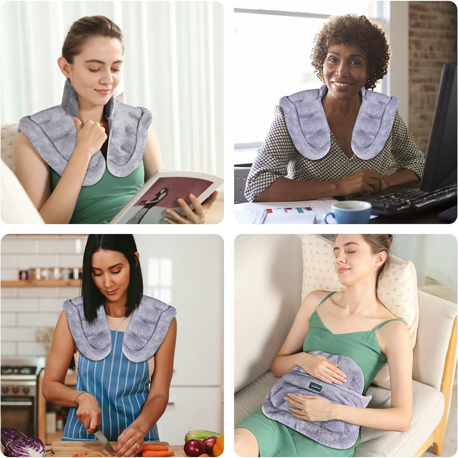 Dregs Neck Heating Pad Microwavable for Neck Pain Relief, Shoulder Heating Pads for Chronic Neck Pain, Muscle Tightness & Stress Relief, Neck Warmer Neck Wrap Microwavable with Moist Heat, Grey image number 2