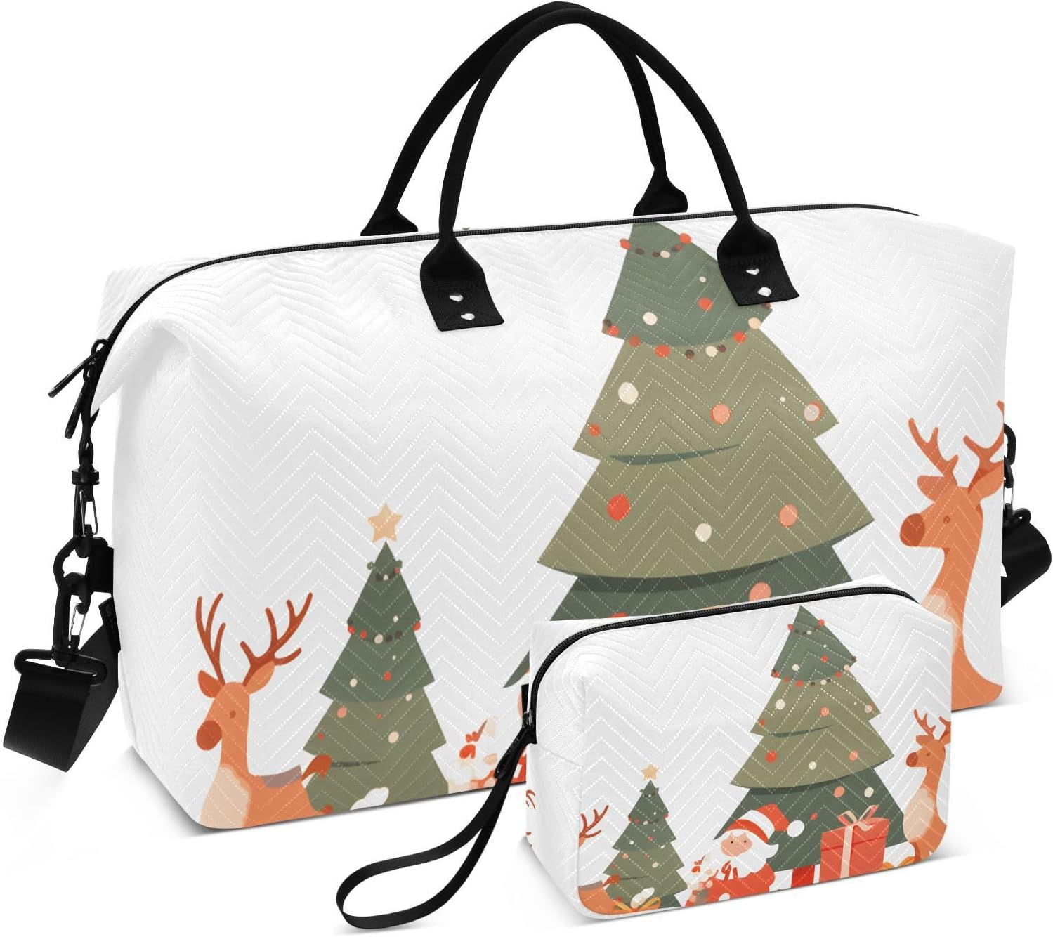 XYMZR Large Travel Duffel Bag, Reindeer Christmas Sports Tote Gym Bag, Shoulder Weekender Overnight Bag for Women Men, Carry on Luggage with Toiletry Bags, Multi-Colored, Multi-Colored image number 3