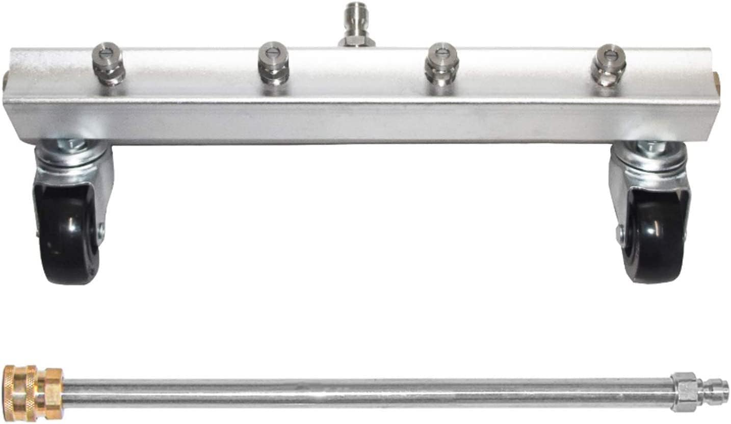 YUET Pressure Washer Undercarriage Cleaner Water Broom, under Car Wash, with Extension 45 Degree Angled Wand, Pressure Washer Accessories Water Spray Cleaning Floor Tool, 4000PSI Wands image number 5