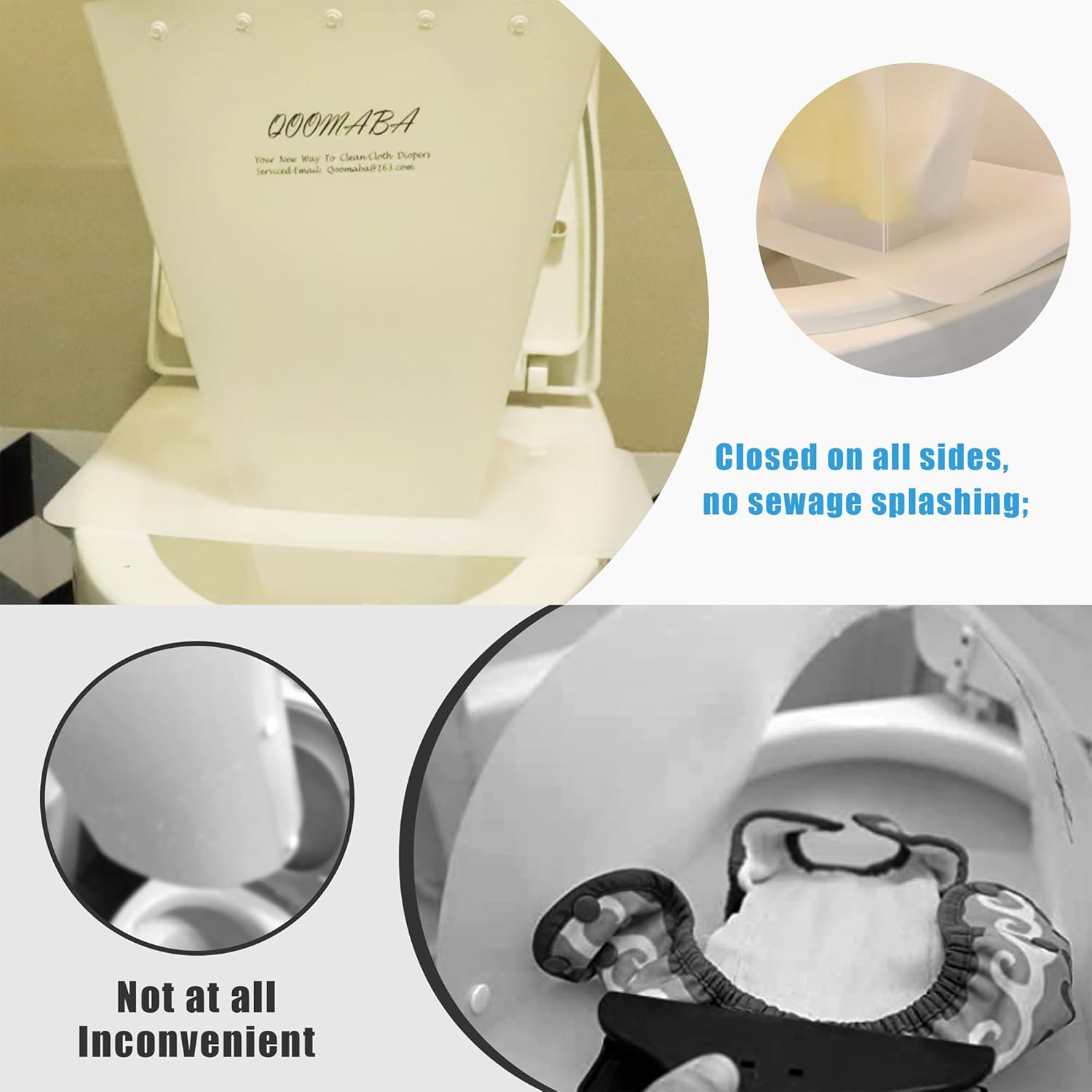 Cloth Diaper Sprayer Splatter Shield with Grabber Reacher Tool - Snap Design for Stability, One-Handed Rinsing, Perfect for Cloth Diapers, Dog Diapers, Lick Mats, Shoes, and More., Grey image number 1