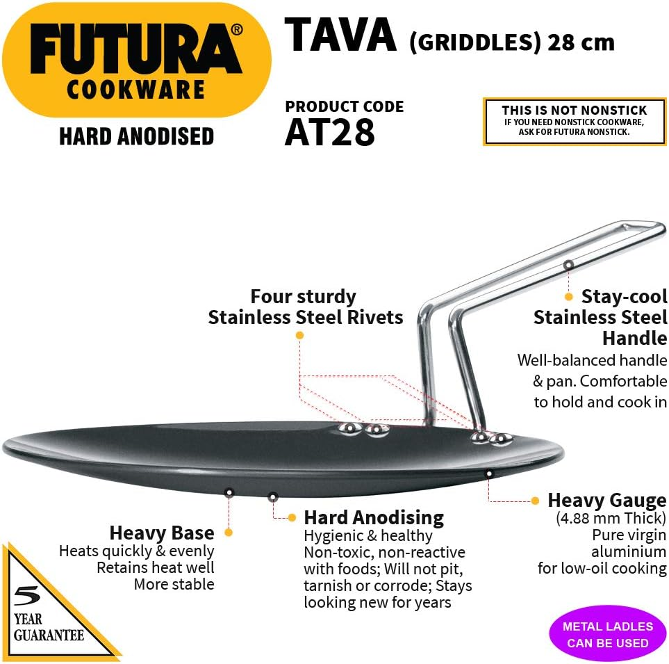 Hawkins-Futura Hard Anodized Concave Griddle Tava, 11-Inch Diameter,Black image number 1