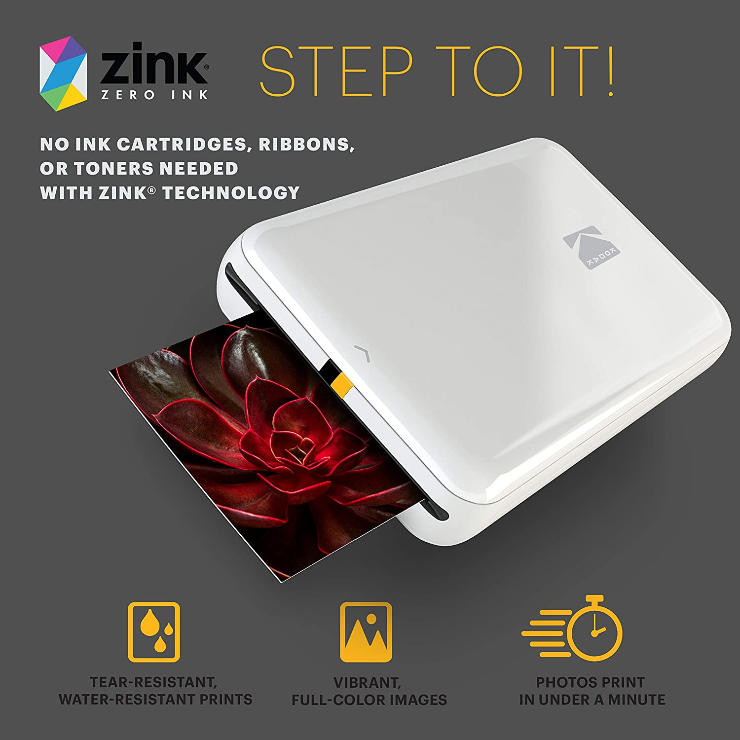 Kodak Zink Step Wireless Mobile Photo Printer - White (RODMP20AMZW)
