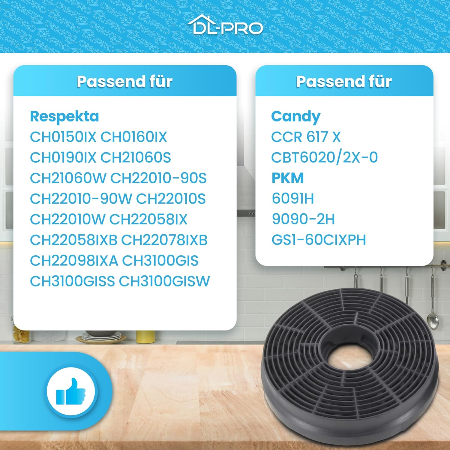 Dl-Pro 2 X Carbon Filter Activated Carbon Filter for Respekta MIZ0058 MIZ 0058 PKM CF130 Candy 49040890 35602288 Cooker Hood image number 6