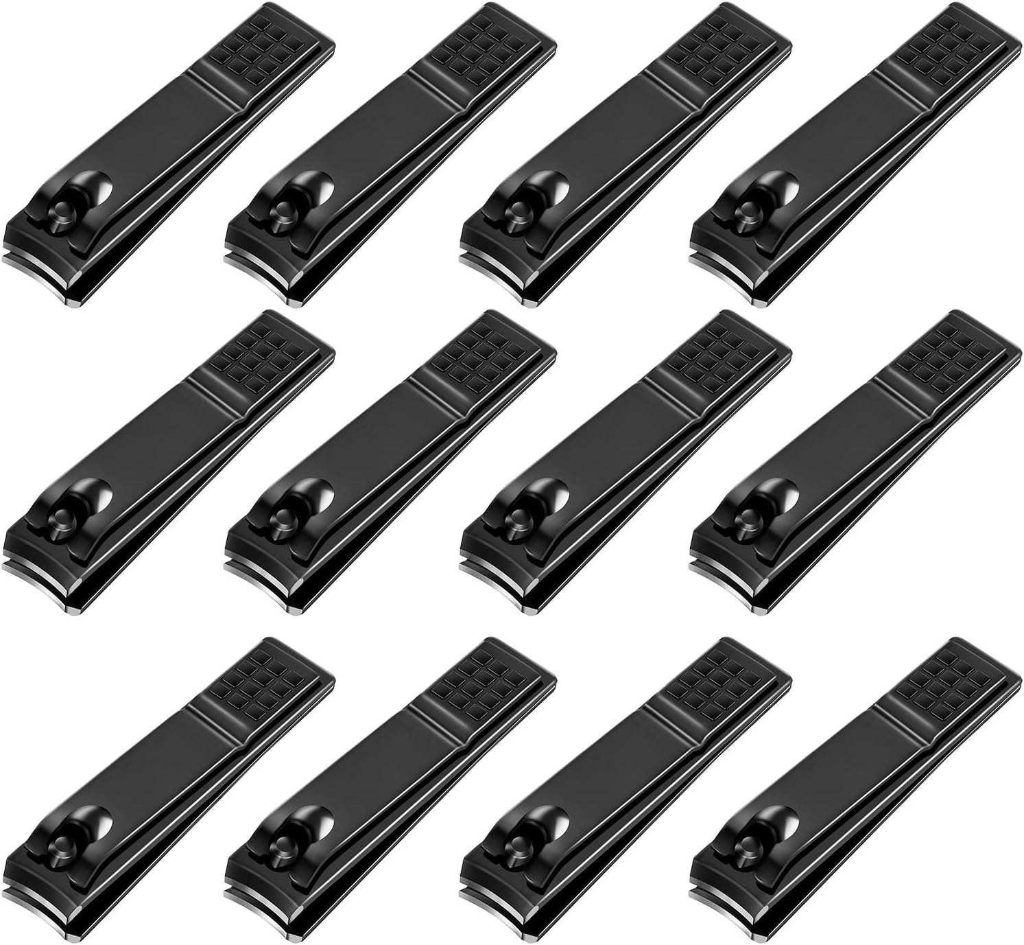 12 Pieces Nail Clipper Set Stainless Steel Nail Cutter Fingernails and Toenail Clipper Cutter for Women Men, Black